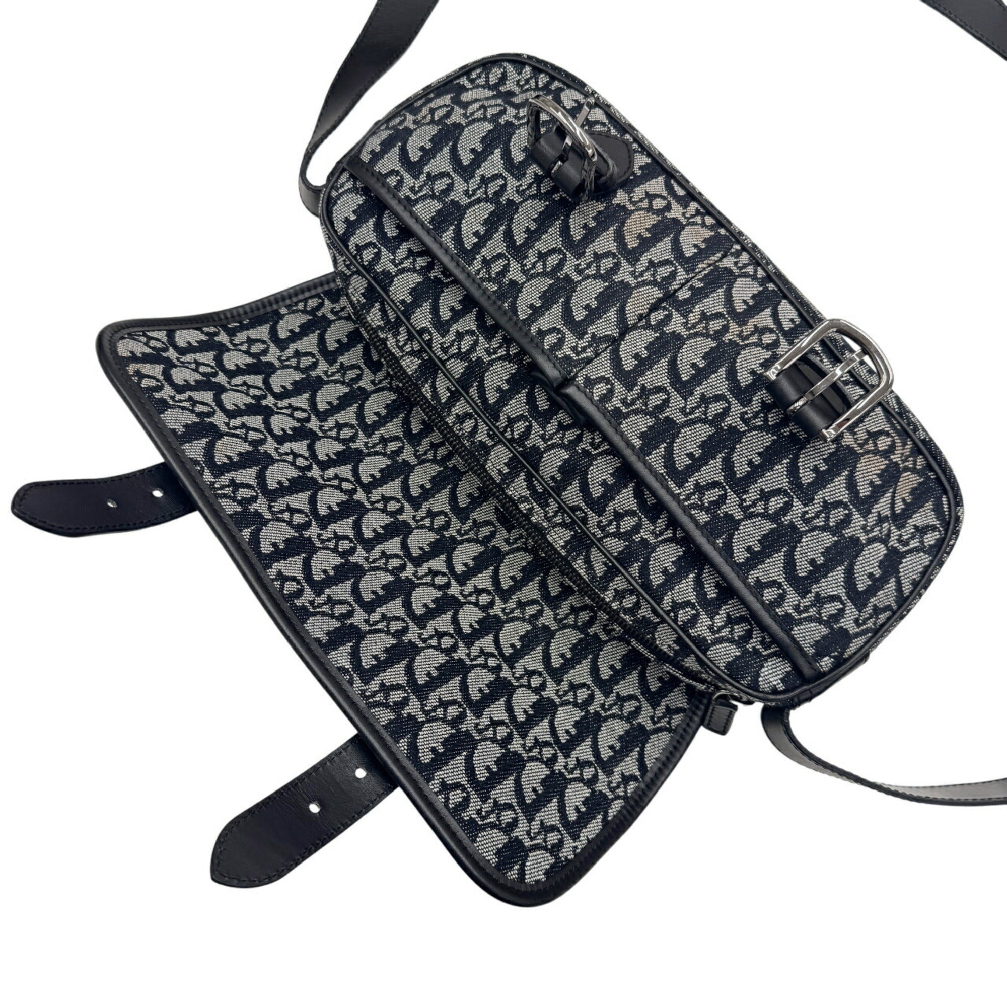 Christian Dior Trotter Black Canvas Shoulder Bag (Pre-Owned)