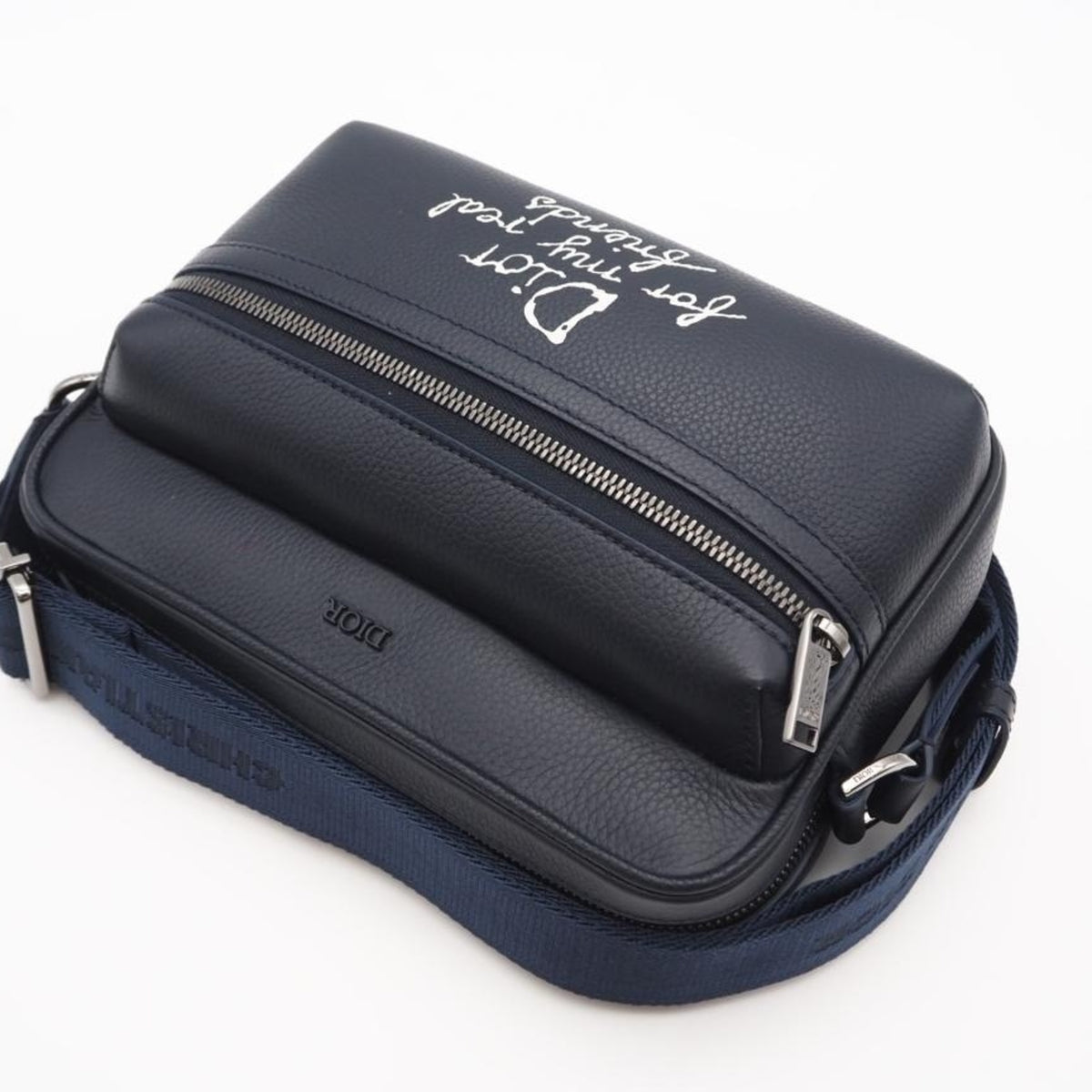 Christian Dior Navy Leather Messenger Bag Shoulder Bag (Pre-Owned)