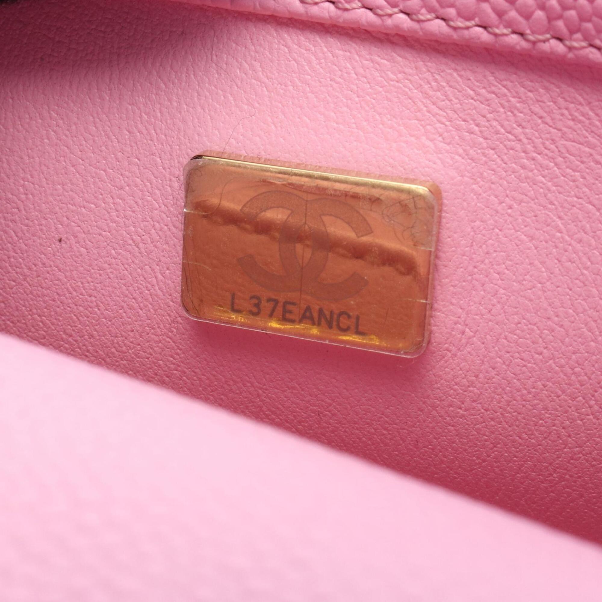 Chanel Pink Grained Calfskin Handbag Shoulder Bag (Pre-Owned)