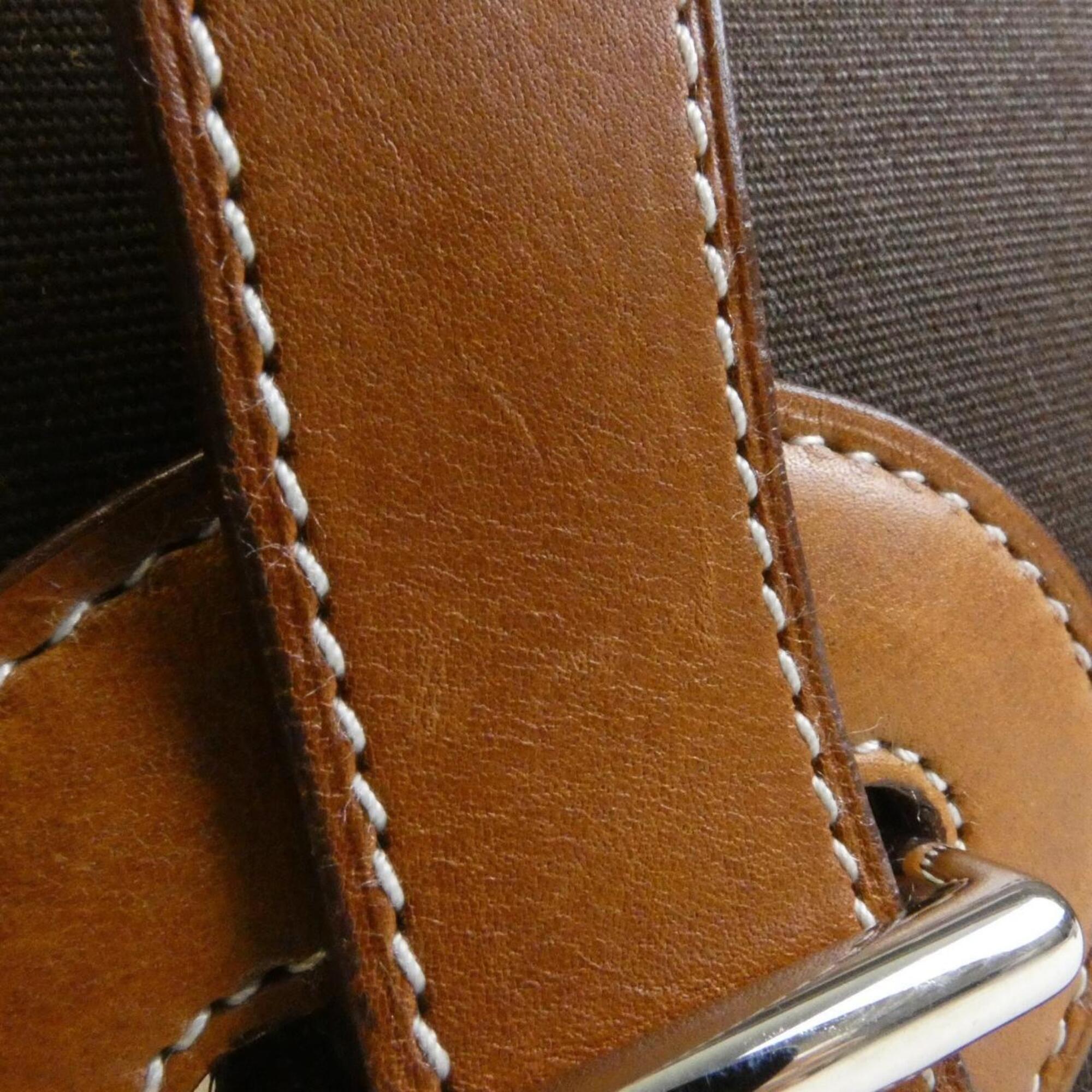 Hermes Brown Toile Officier Barenia Leather Shoulder Bag (Pre-Owned)