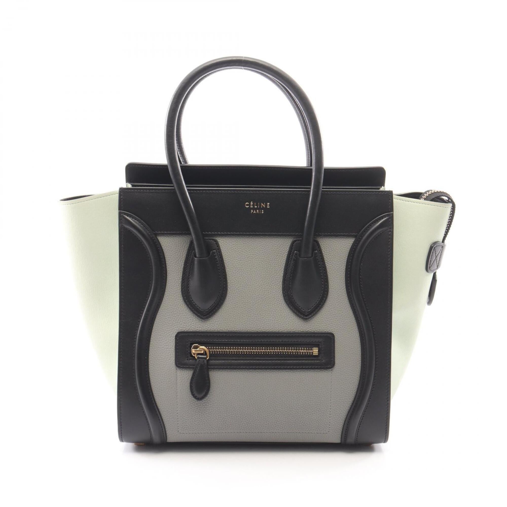Celine Black Gray Green Leather Handbag Tote Bag (Pre-Owned)