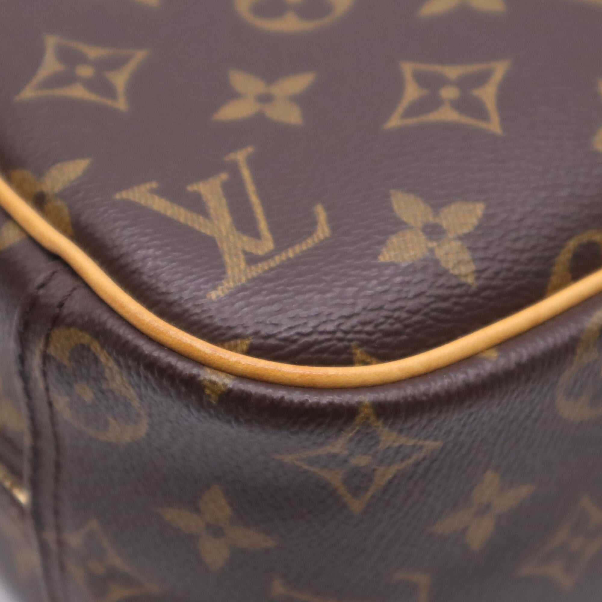 Louis Vuitton Monogram Beige Brown Coated Canvas Leather Handbag (Pre-Owned)