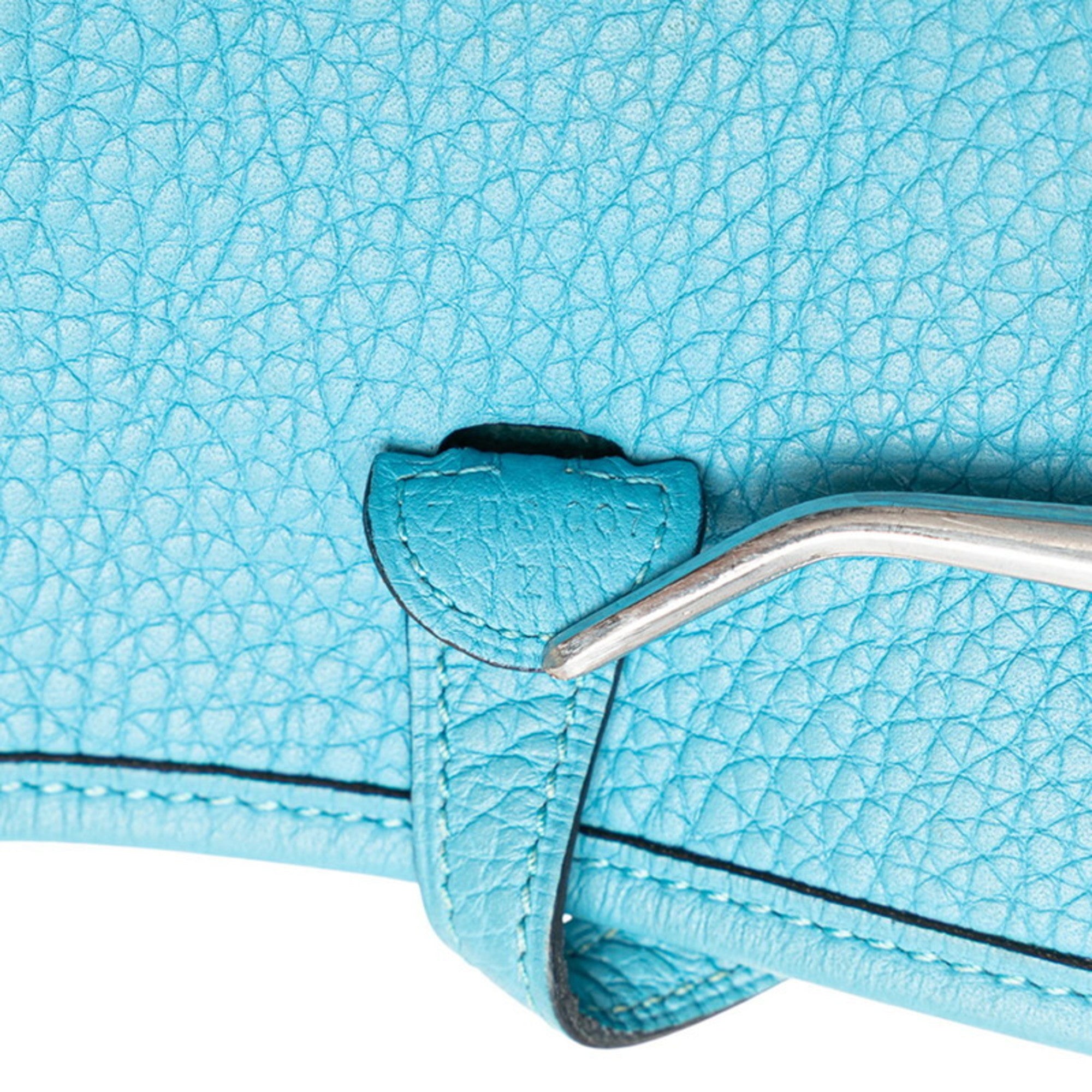 Hermes Blue Taurillon Clemence Leather Shoulder Bag (Pre-Owned)