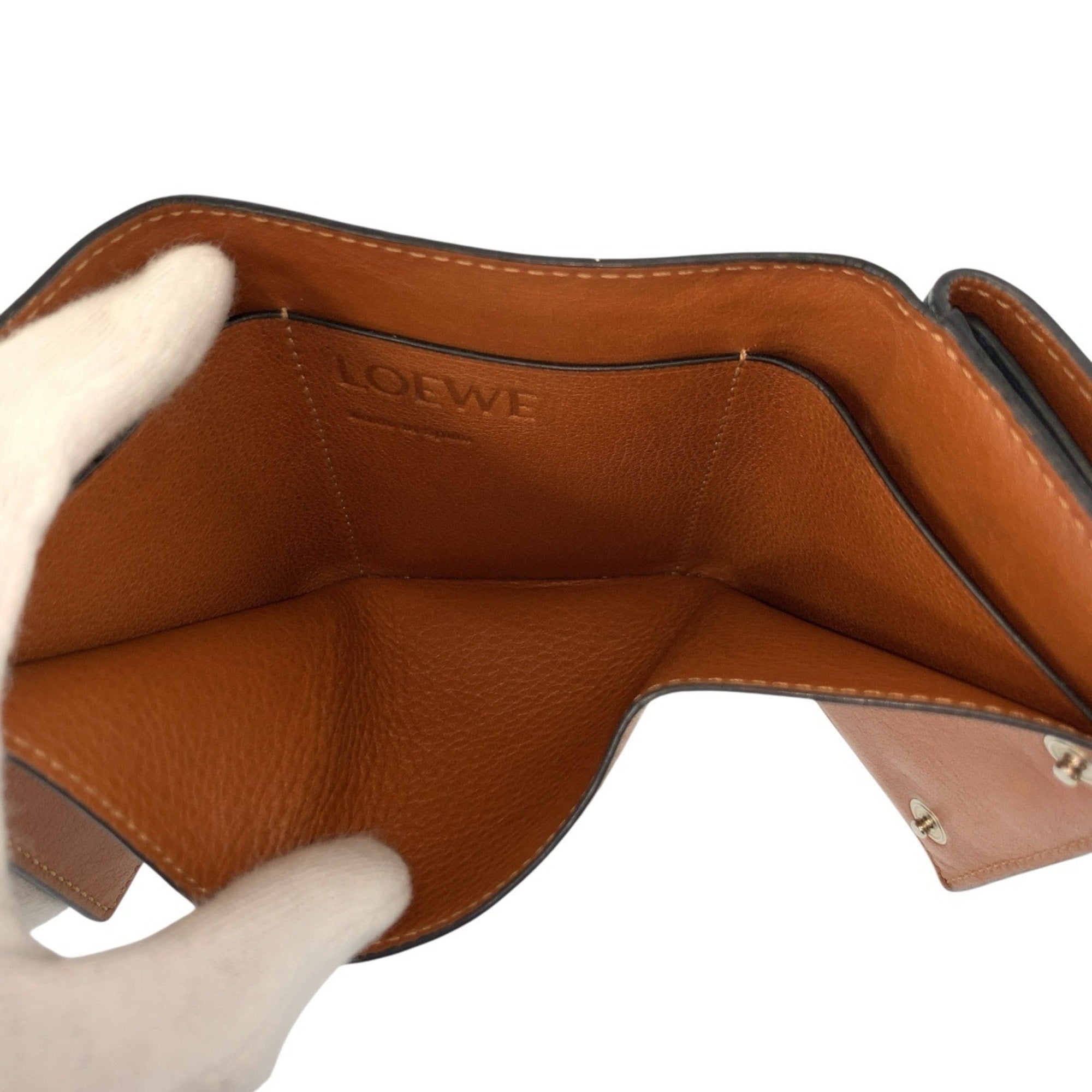 Loewe Black Brown Navy Leather Wallet (Tri-Fold) (Pre-Owned)