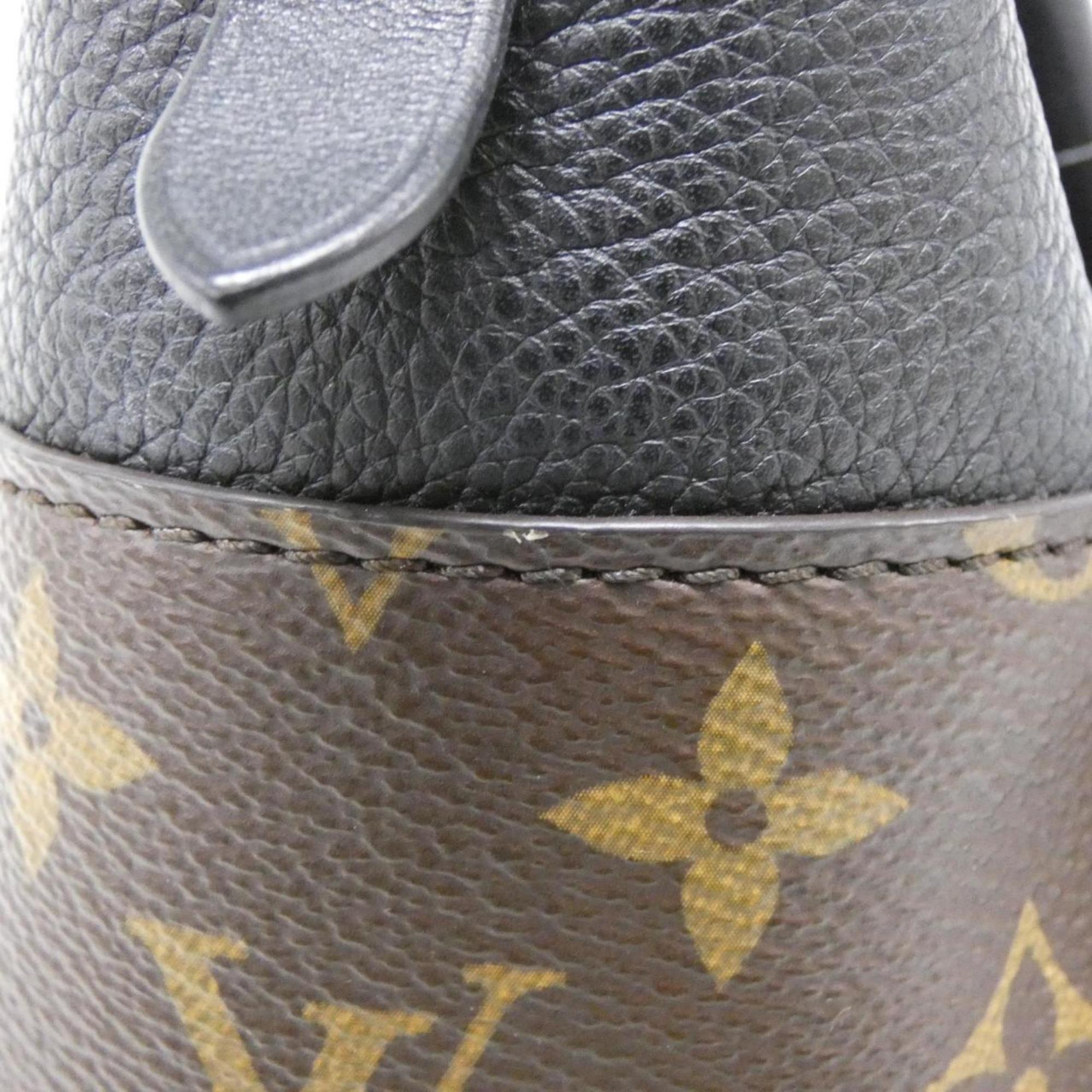 Louis Vuitton Black Leather Coated Canvas Handbag (Pre-Owned)