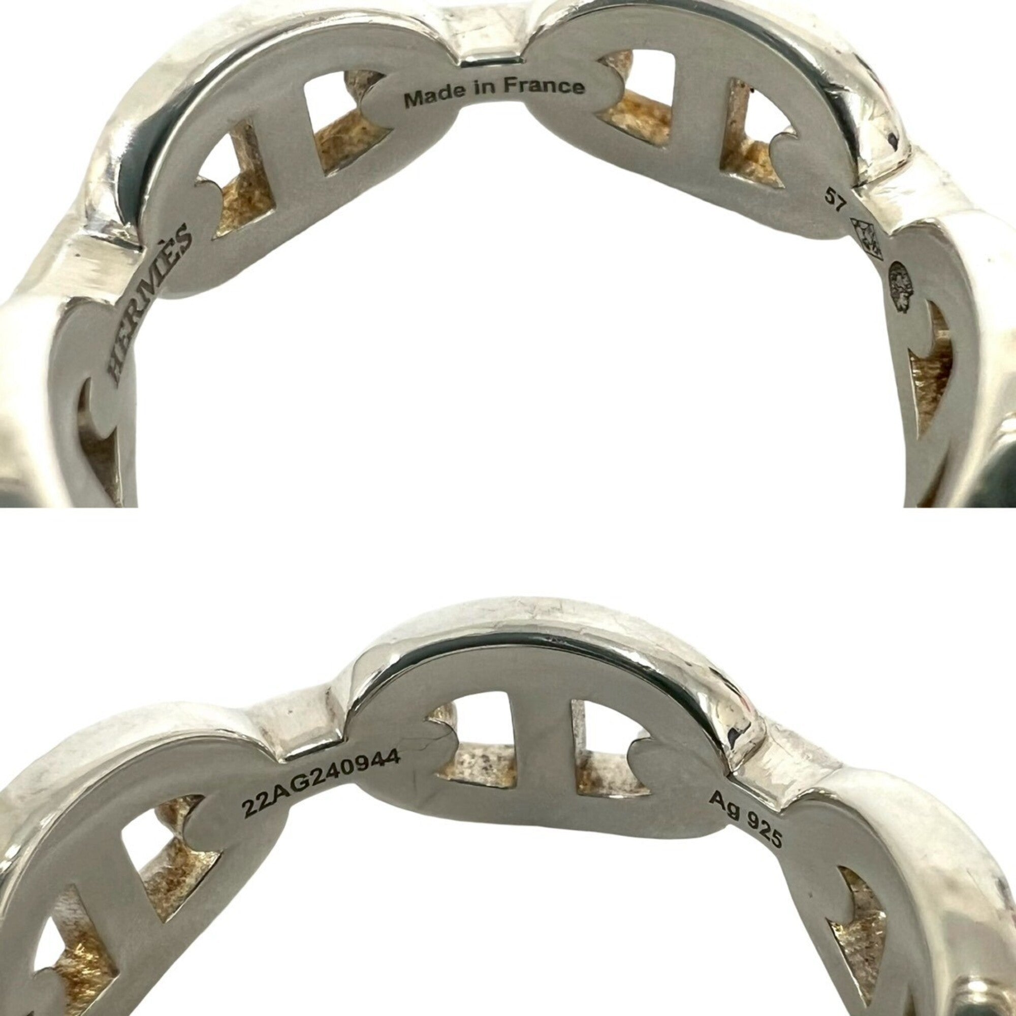 Hermes Silver Silver 925 Band Ring (Pre-Owned)