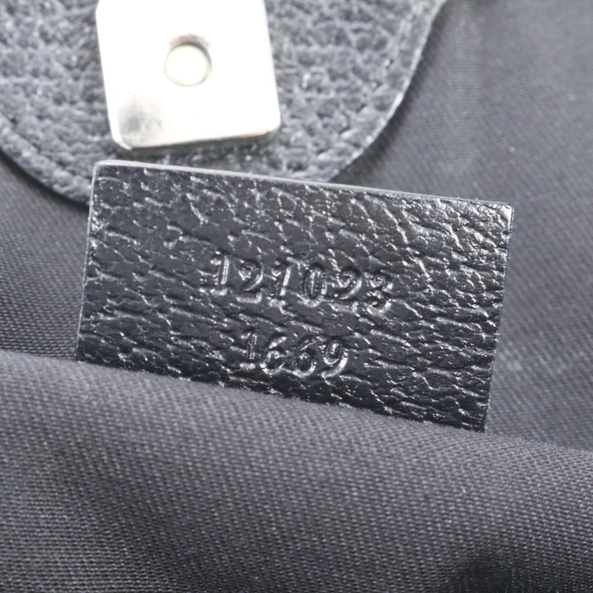 Gucci Black Leather Canvas Handbag Tote Bag (Pre-Owned)