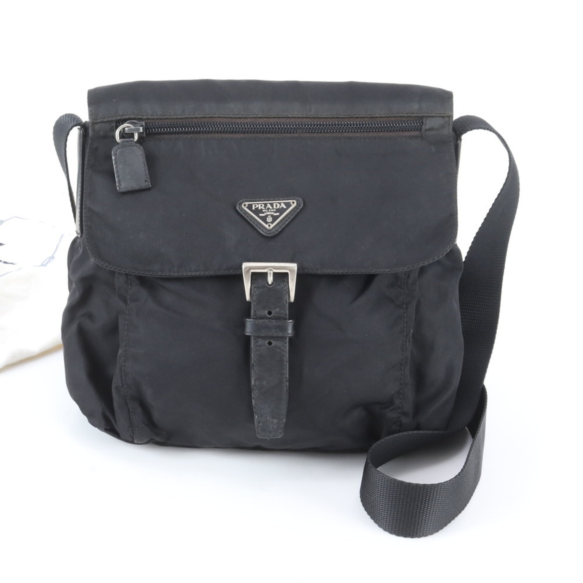 Prada Black Nylon Leather Shoulder Bag (Pre-Owned)