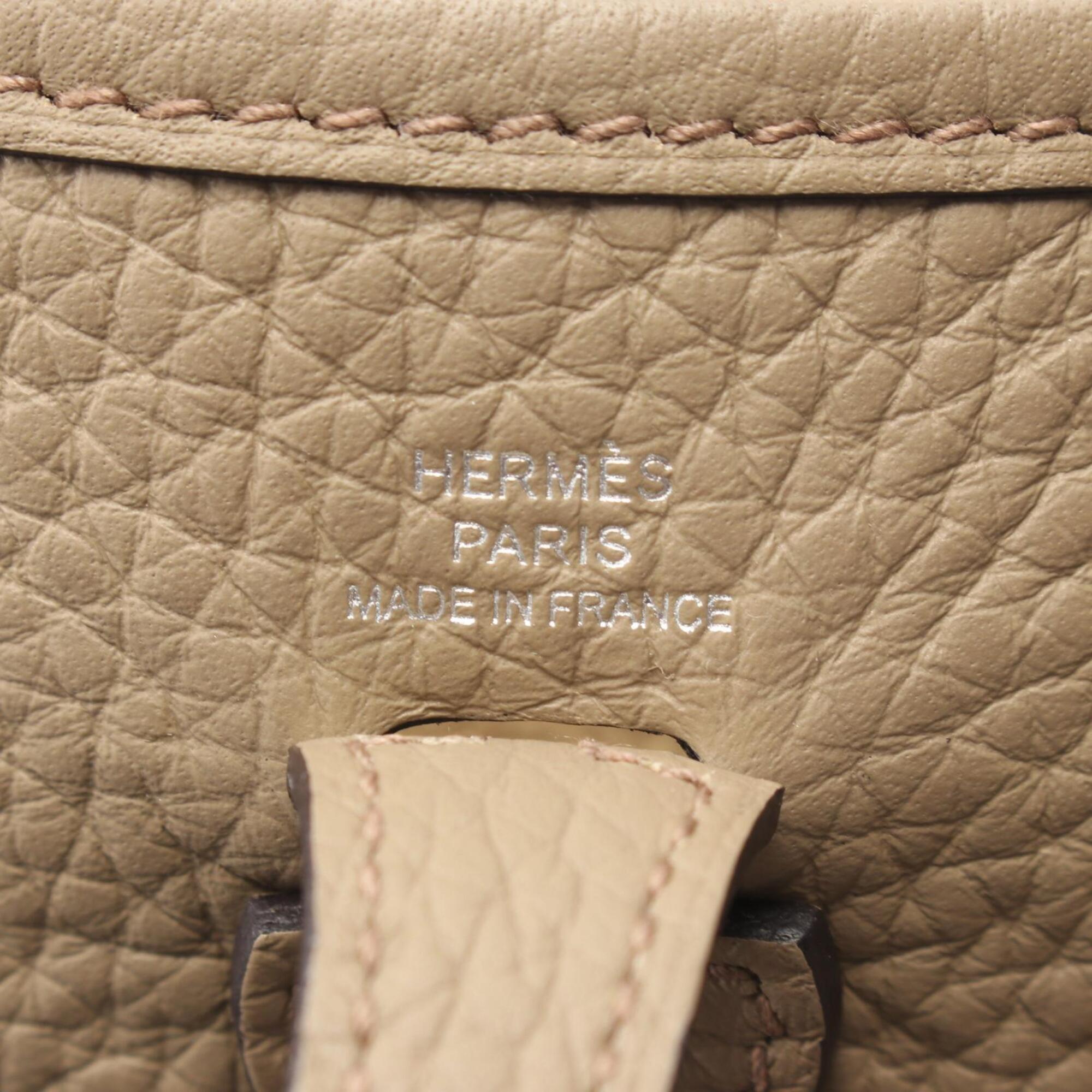 Hermes Beige Taurillon Clemence Leather Handbag Shoulder Bag (Pre-Owned)