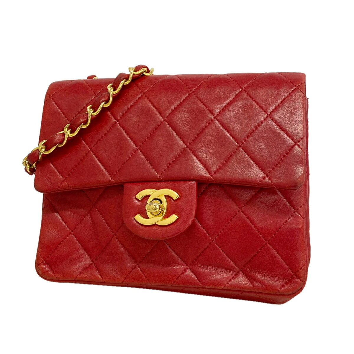 Chanel Red Color Leather Shoulder Bag (Pre-Owned)