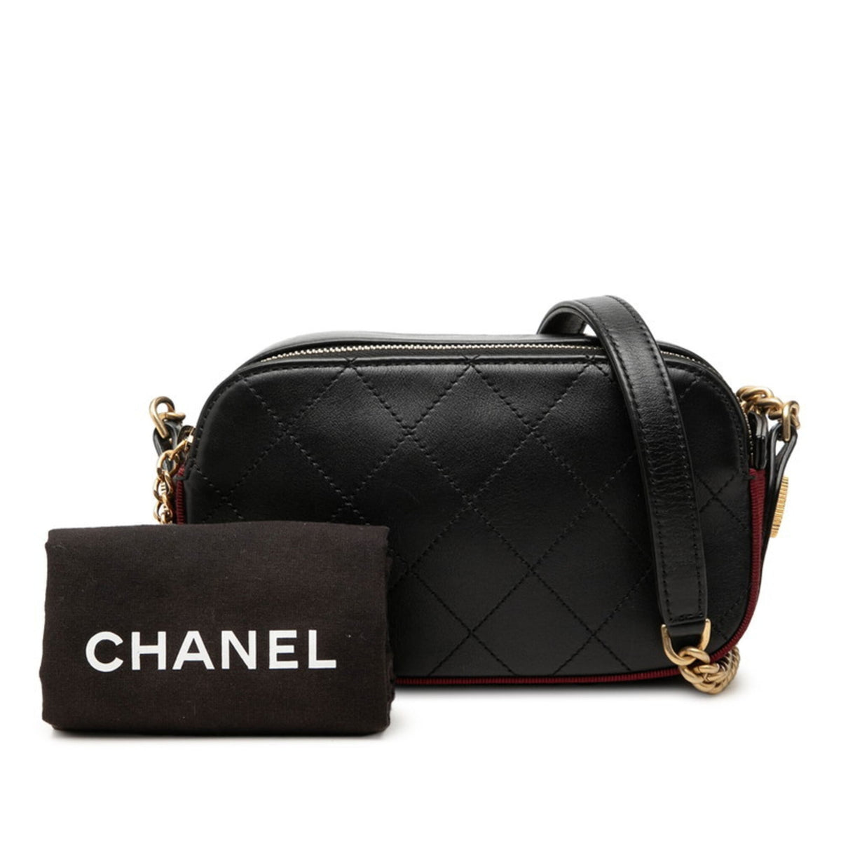 Chanel Black Red Color Leather Shoulder Bag (Pre-Owned)