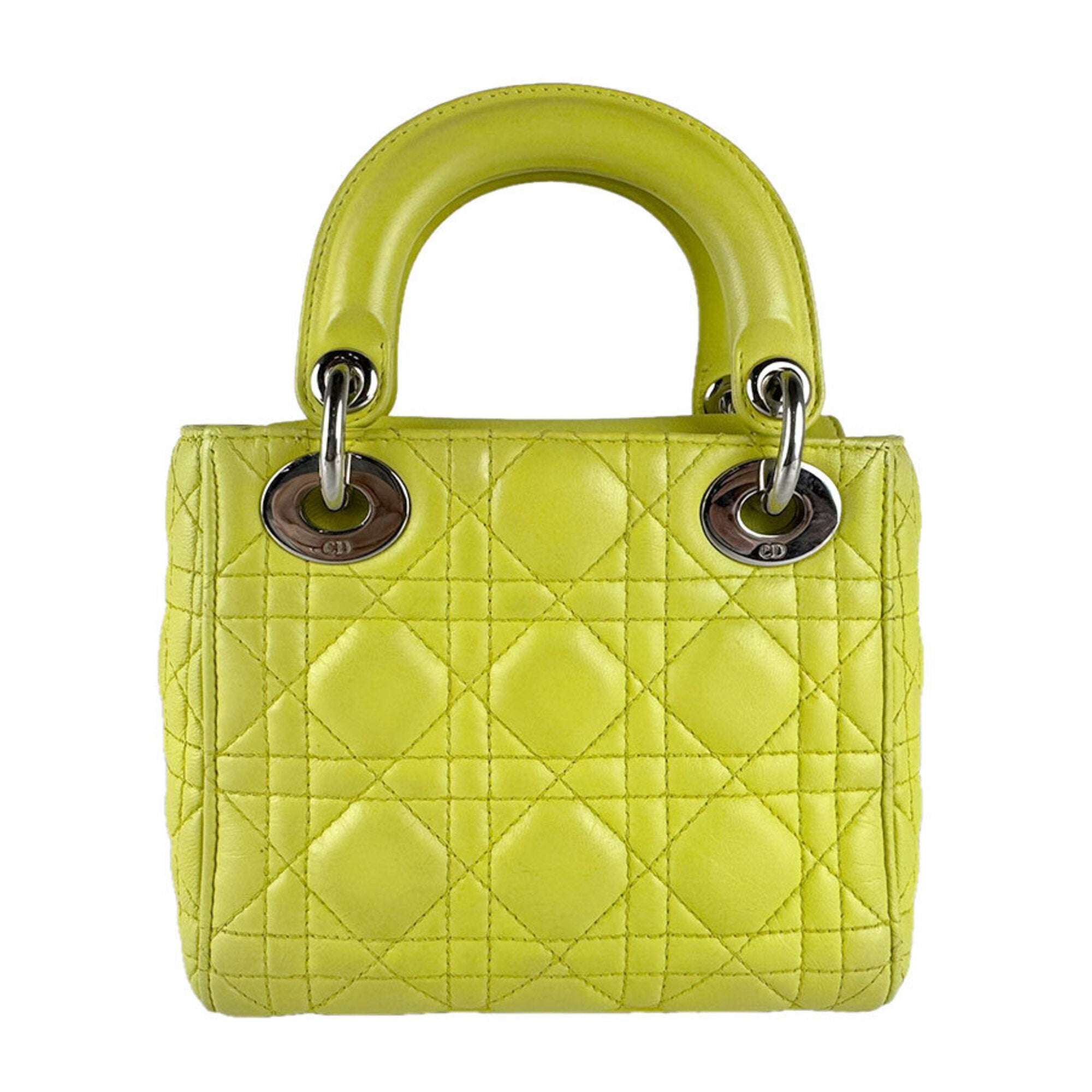 Christian Dior Green Yellow Leather Handbag Shoulder Bag (Pre-Owned)