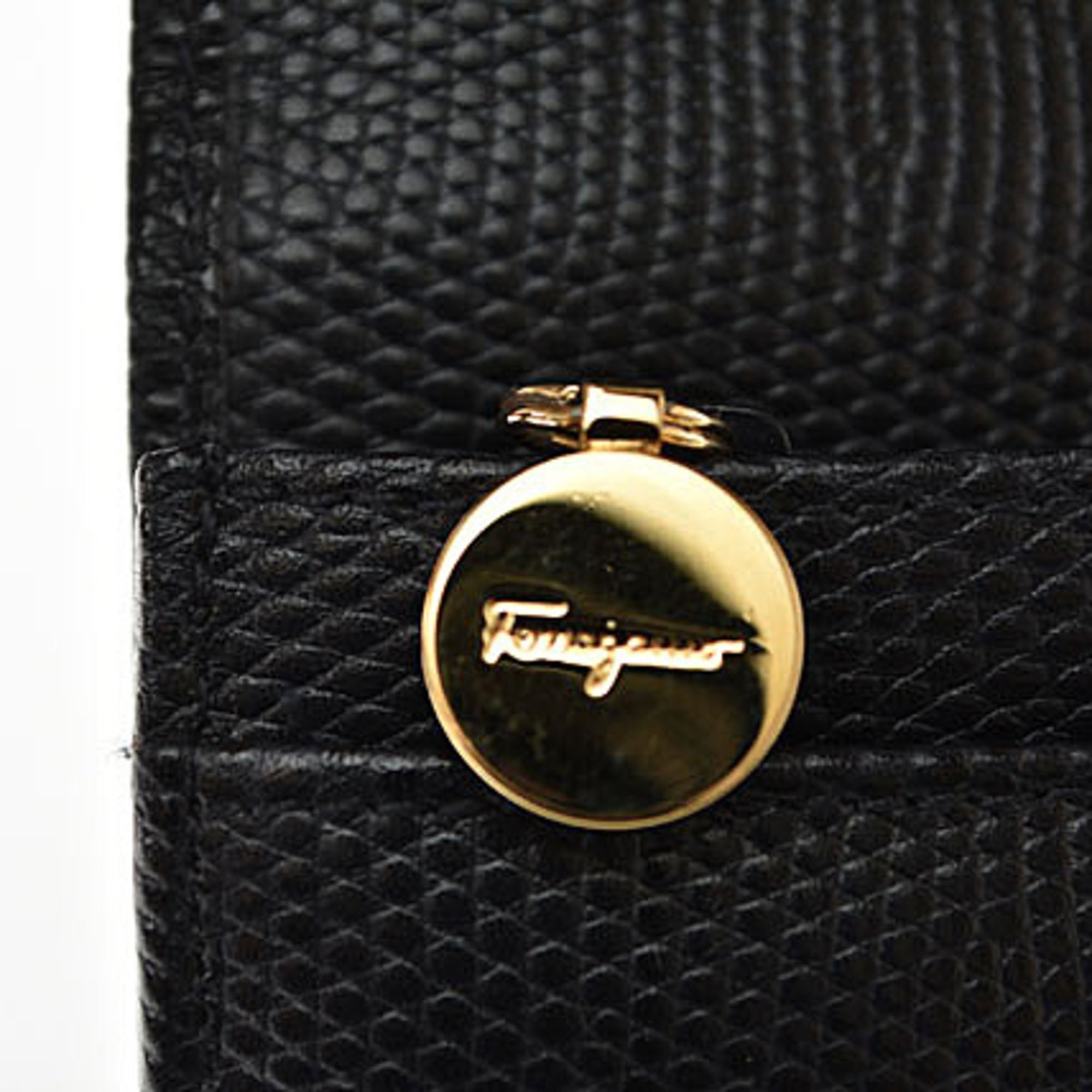 Salvatore Ferragamo Dark Navy Leather Long Wallet (Bi-Fold) (Pre-Owned)