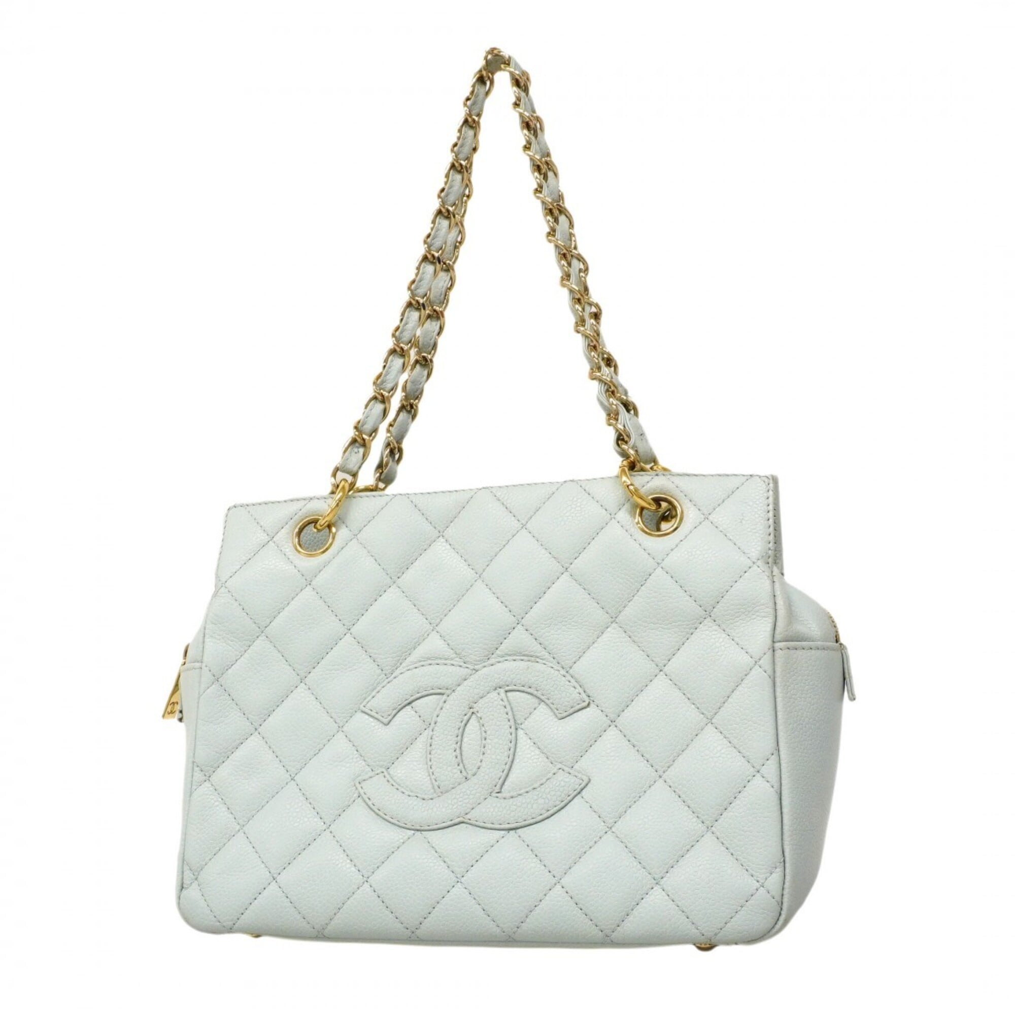 Chanel Light Blue Grained Calfskin Tote Bag (Pre-Owned)