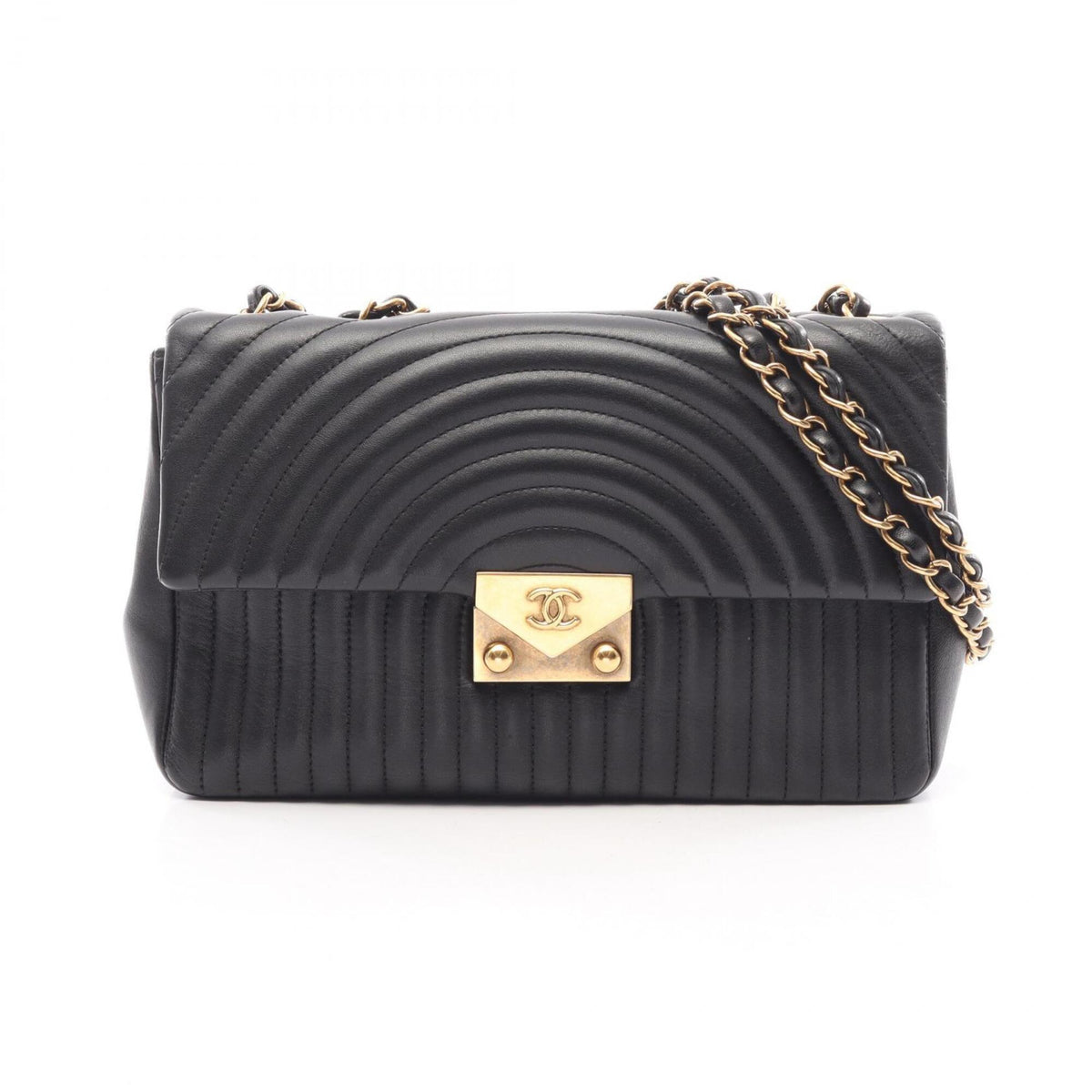 Chanel Black Leather Handbag Shoulder Bag (Pre-Owned)