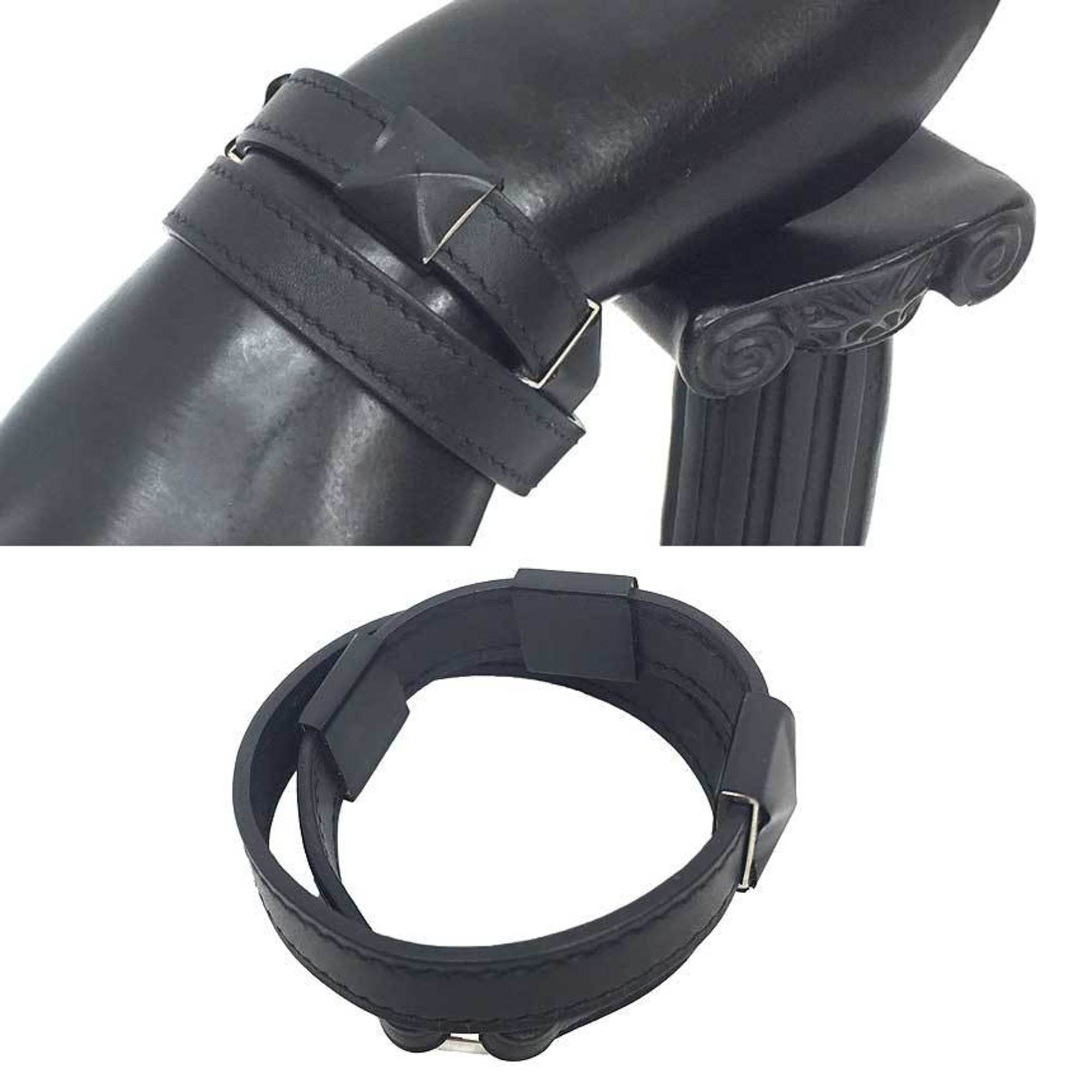 Hermes Medor Black Leather Charm Bracelet (Pre-Owned)