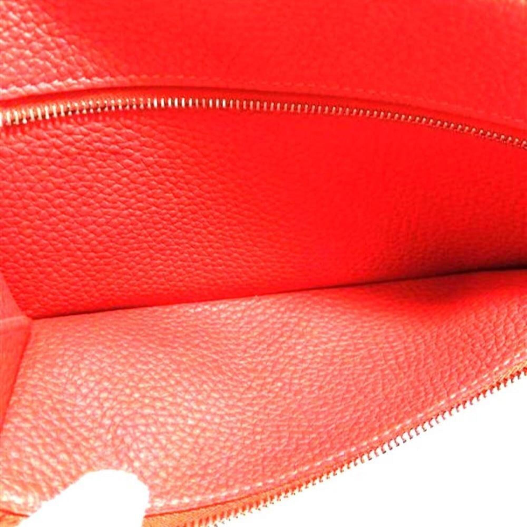 Hermes Red Color Vermilion Togo Leather Long Wallet (Bi-Fold) (Pre-Owned)