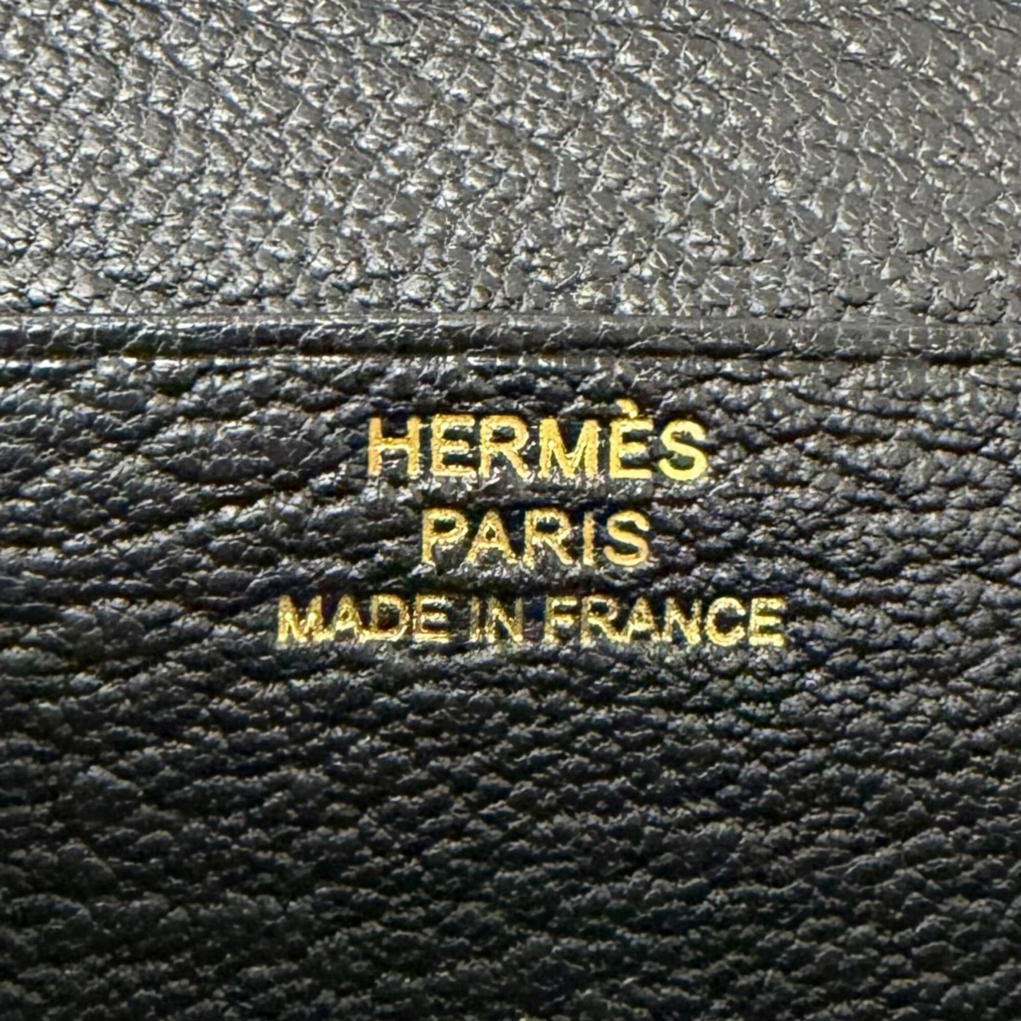 Hermes Black Chevre Leather Long Wallet (Bi-Fold) (Pre-Owned)