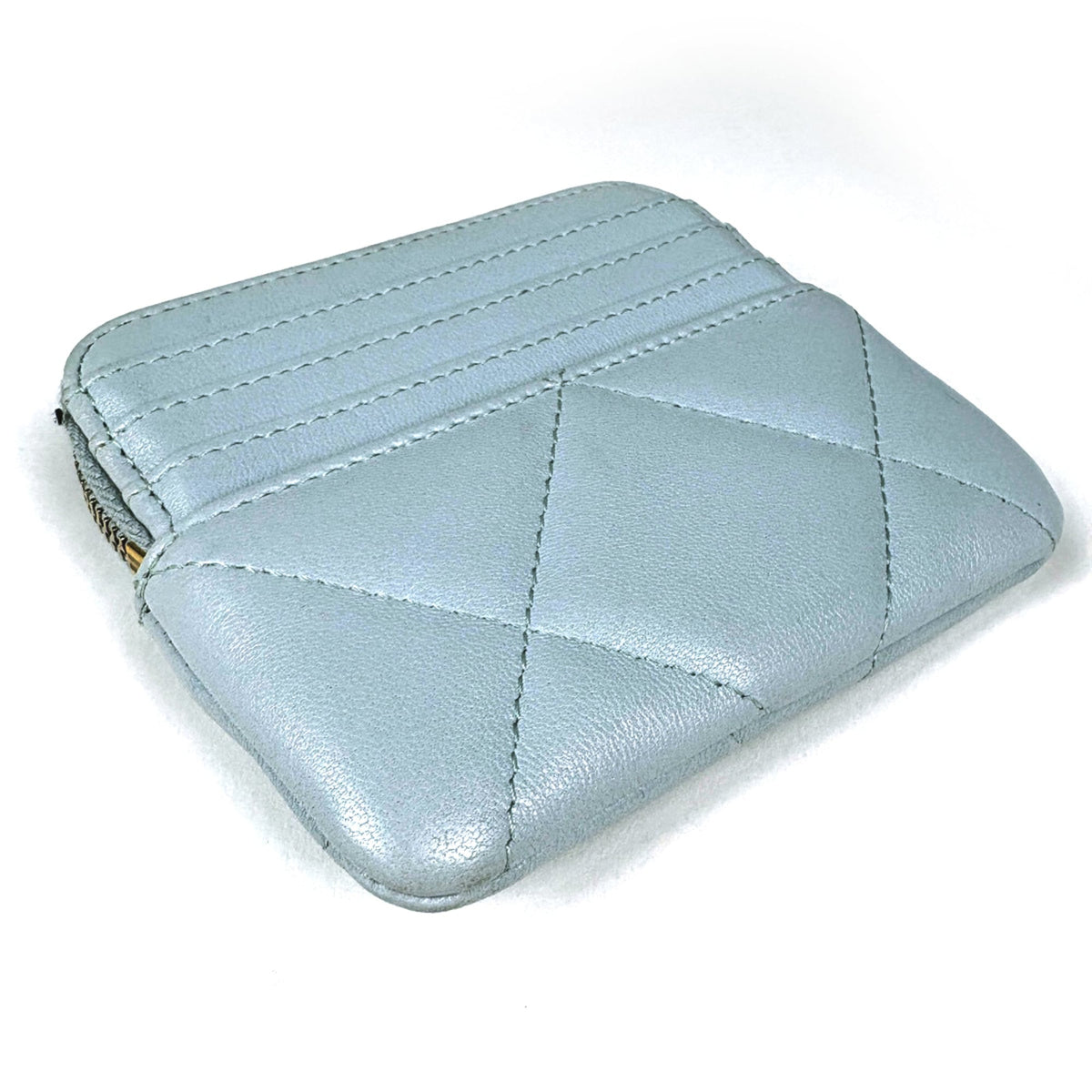 Chanel Light Blue Leather Coin Purse/Coin Case (Pre-Owned)