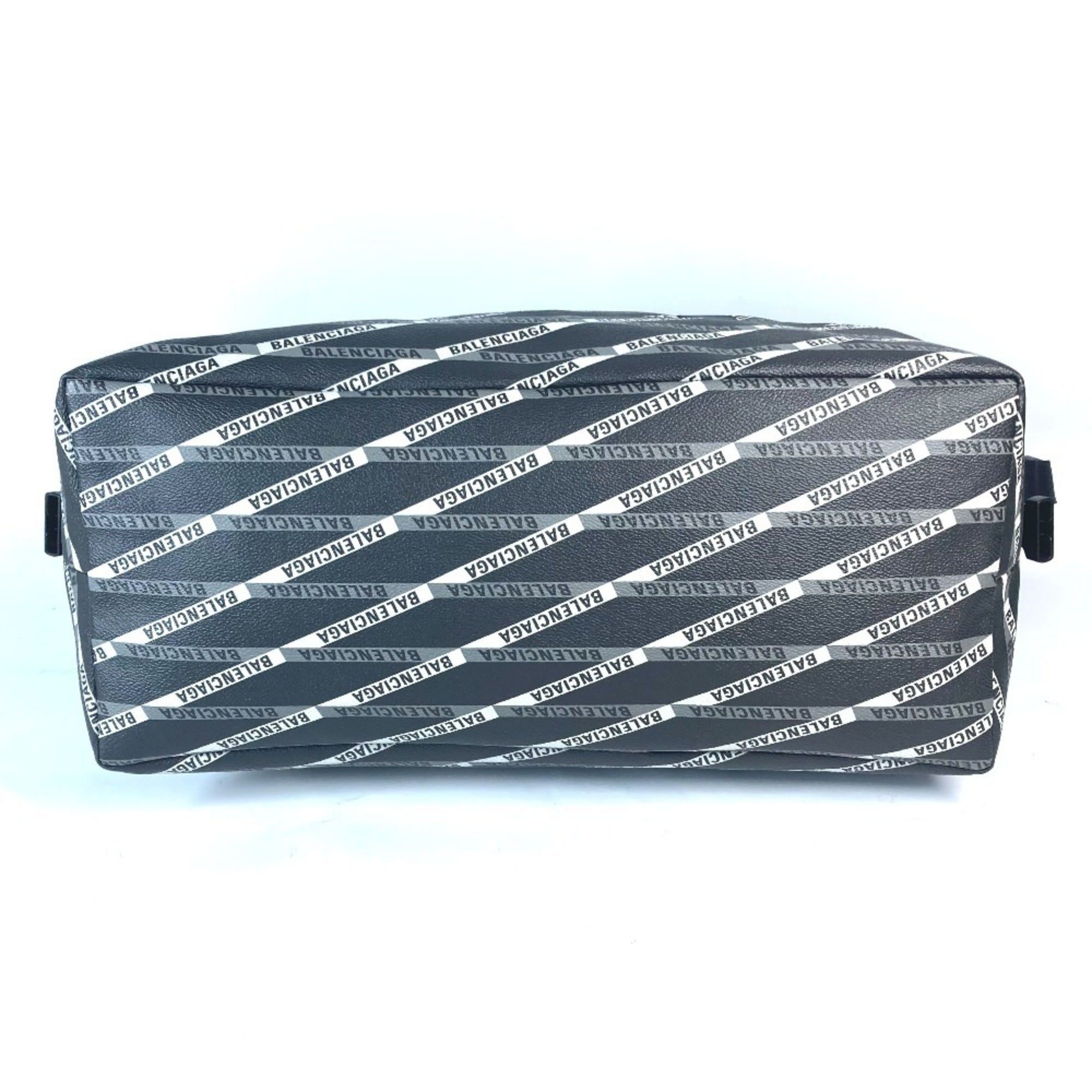 Balenciaga Black Gray Leather Pvc Boston Bag Shoulder Bag (Pre-Owned)