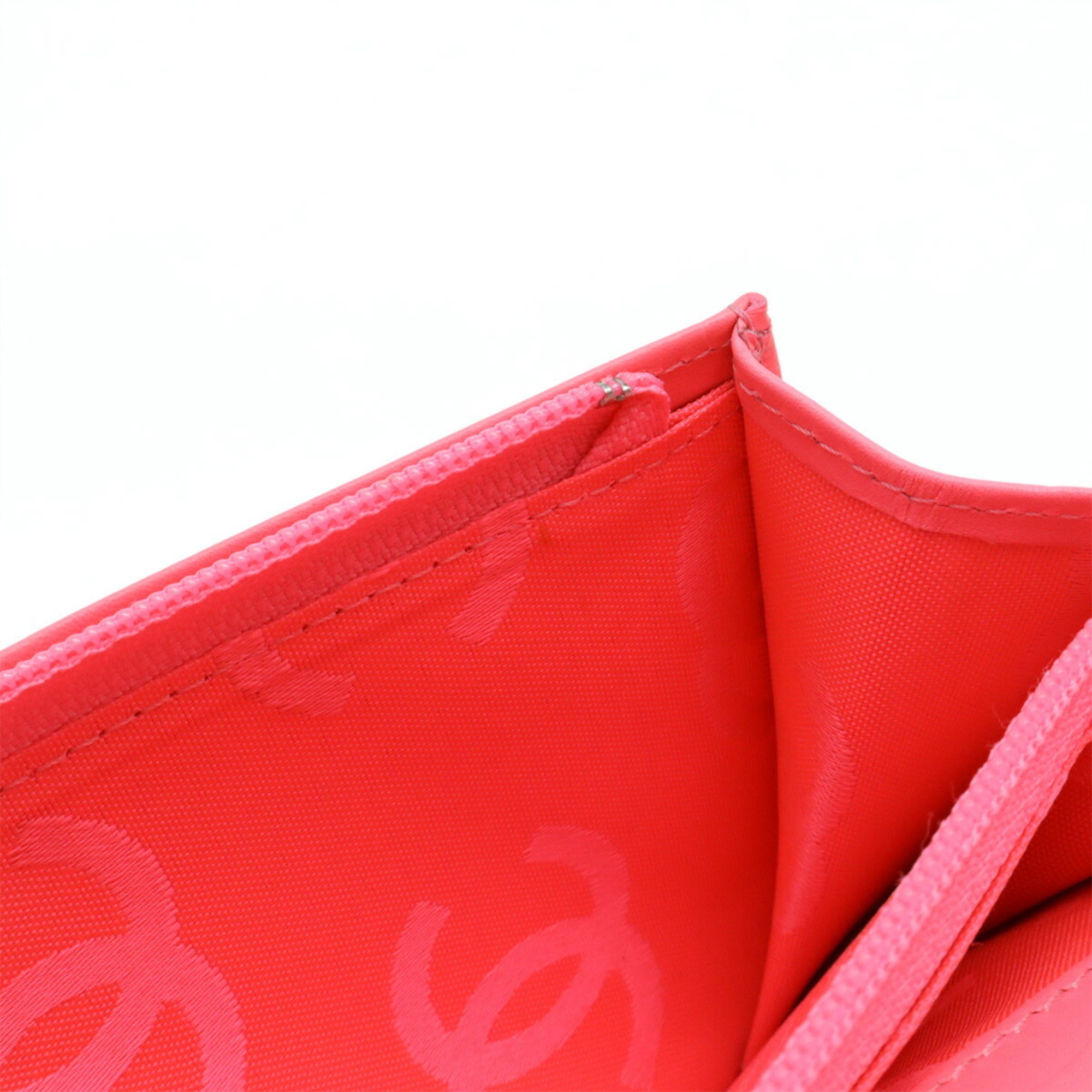 Chanel Black Pink White Leather Long Wallet (Bi-Fold) (Pre-Owned)