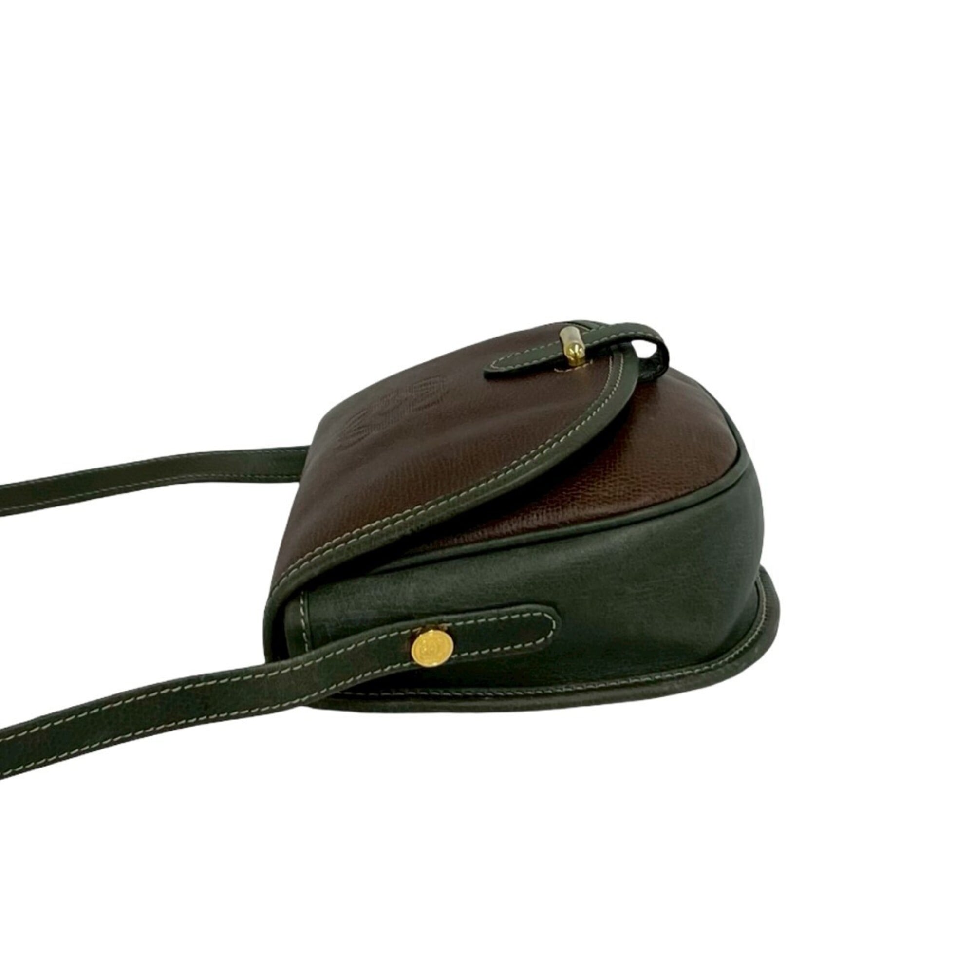Loewe Brown Green Leather Pochette Shoulder Bag (Pre-Owned)