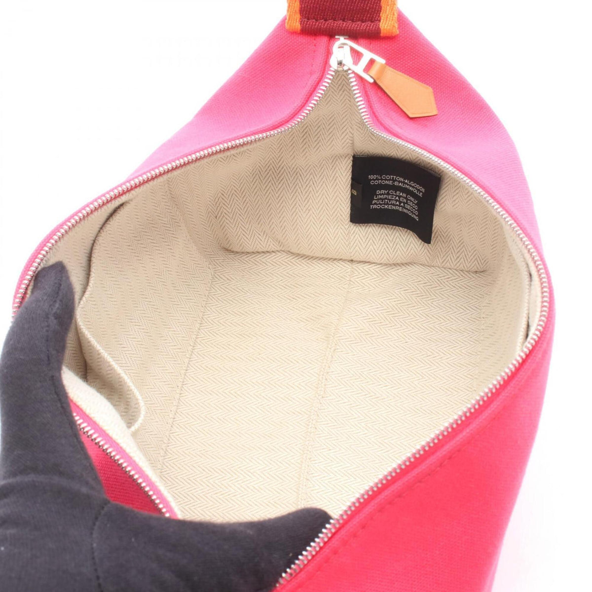 Hermes Bordeaux Orange Pink Canvas Handbag (Pre-Owned)