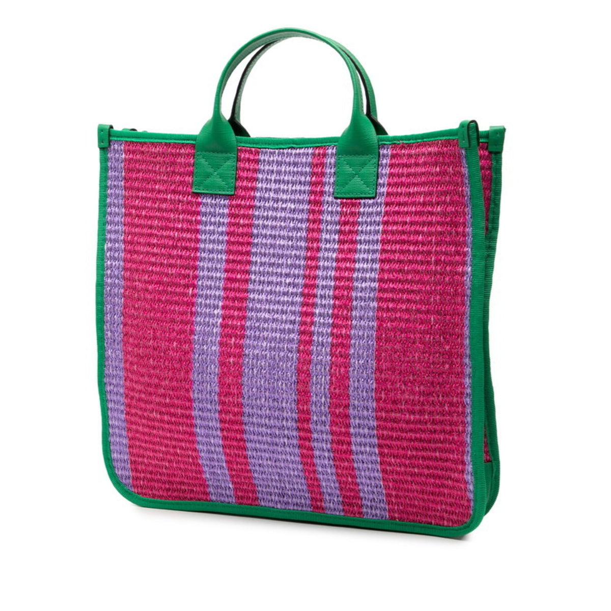 Gucci Green Purple Fabric Handbag Tote Bag (Pre-Owned)