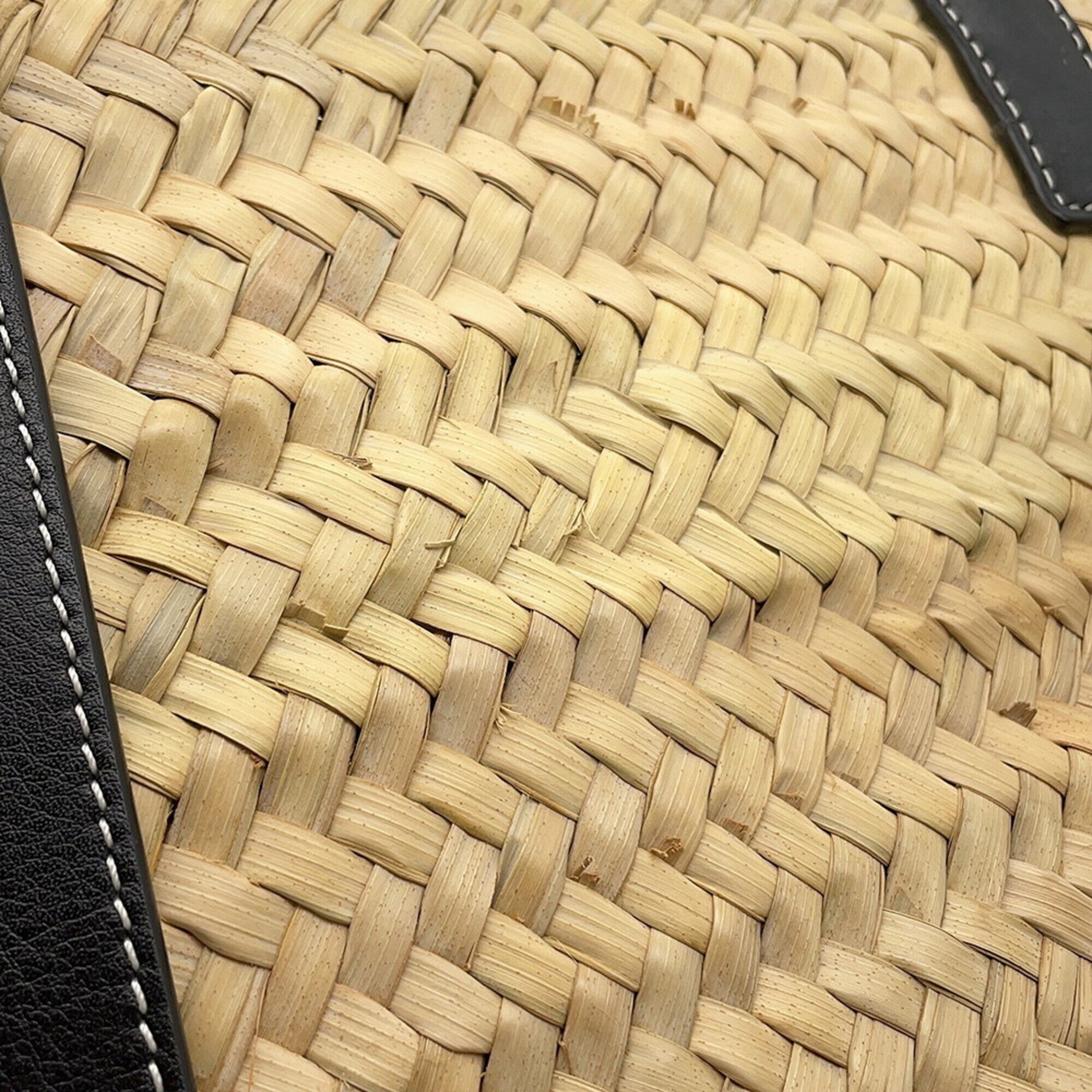 Loewe Black Raffia Leather Basket Handbag Tote Bag (Pre-Owned)