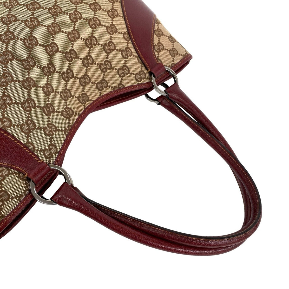 Gucci Brown Canvas Leather Handbag Shoulder Bag Tote Bag (Pre-Owned)