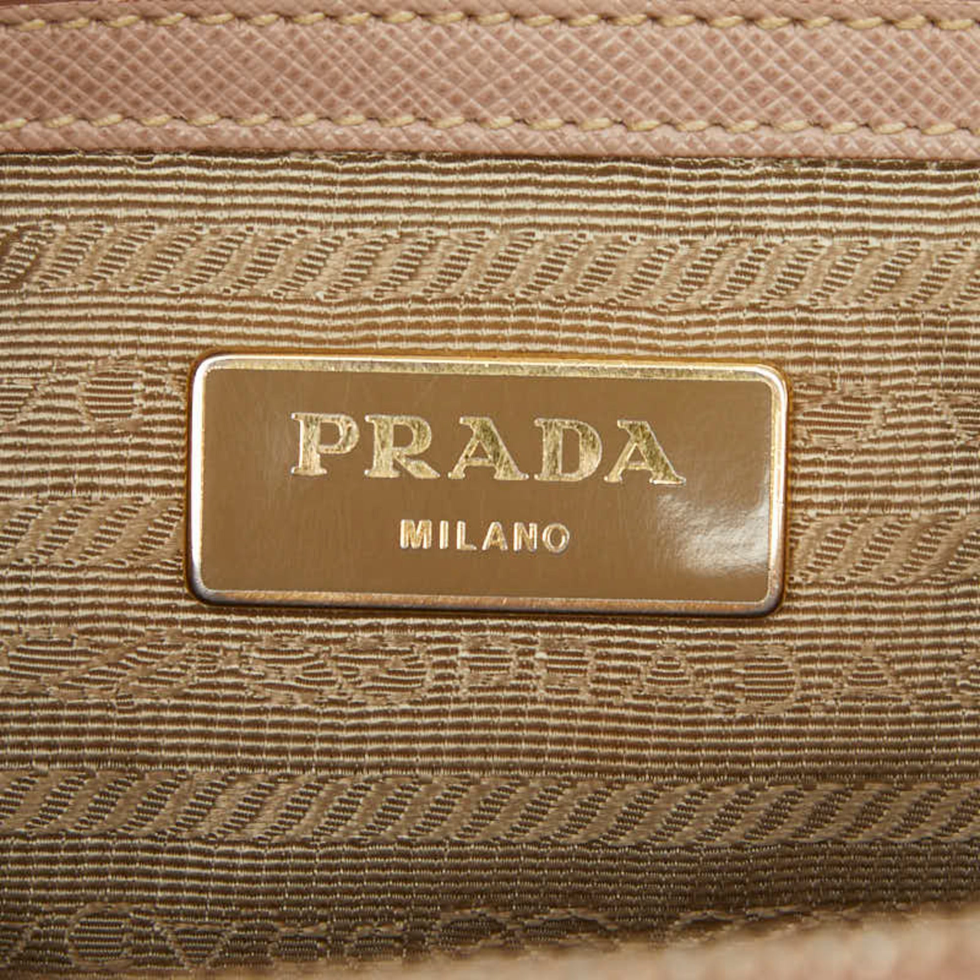 Prada Beige Saffiano Triangle Leather Handbag Shoulder Bag (Pre-Owned)
