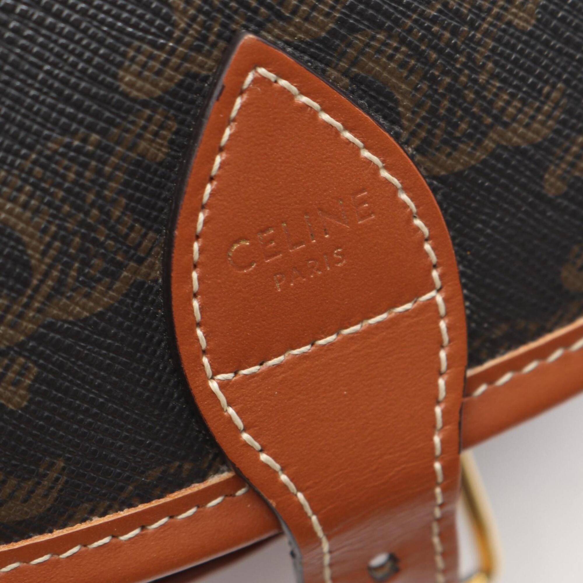 Celine Black Brown Coated Canvas Pvc Leather Handbag Shoulder Bag (Pre-Owned)