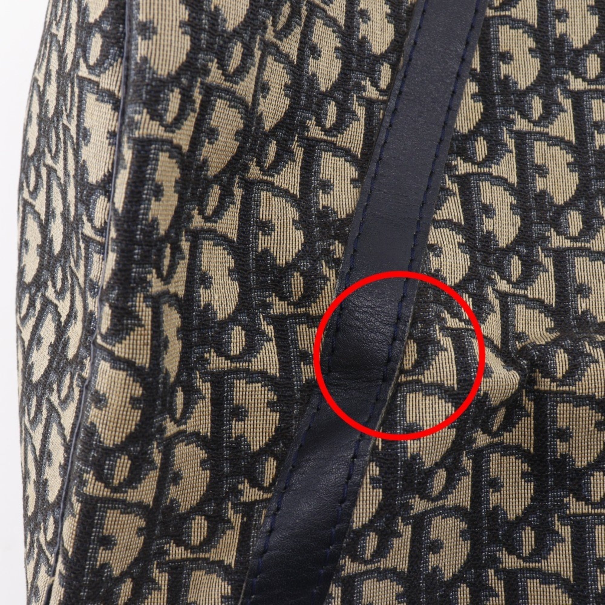 Christian Dior Navy Canvas Boston Bag Handbag (Pre-Owned)
