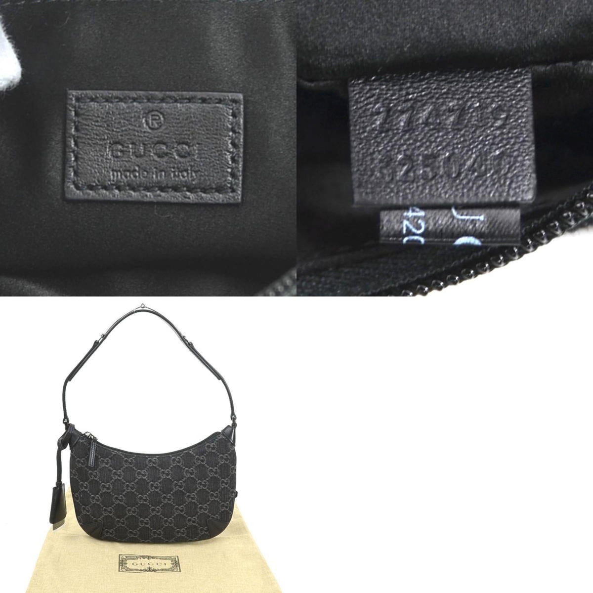 Gucci Black Denim Leather Shoulder Bag (Pre-Owned)