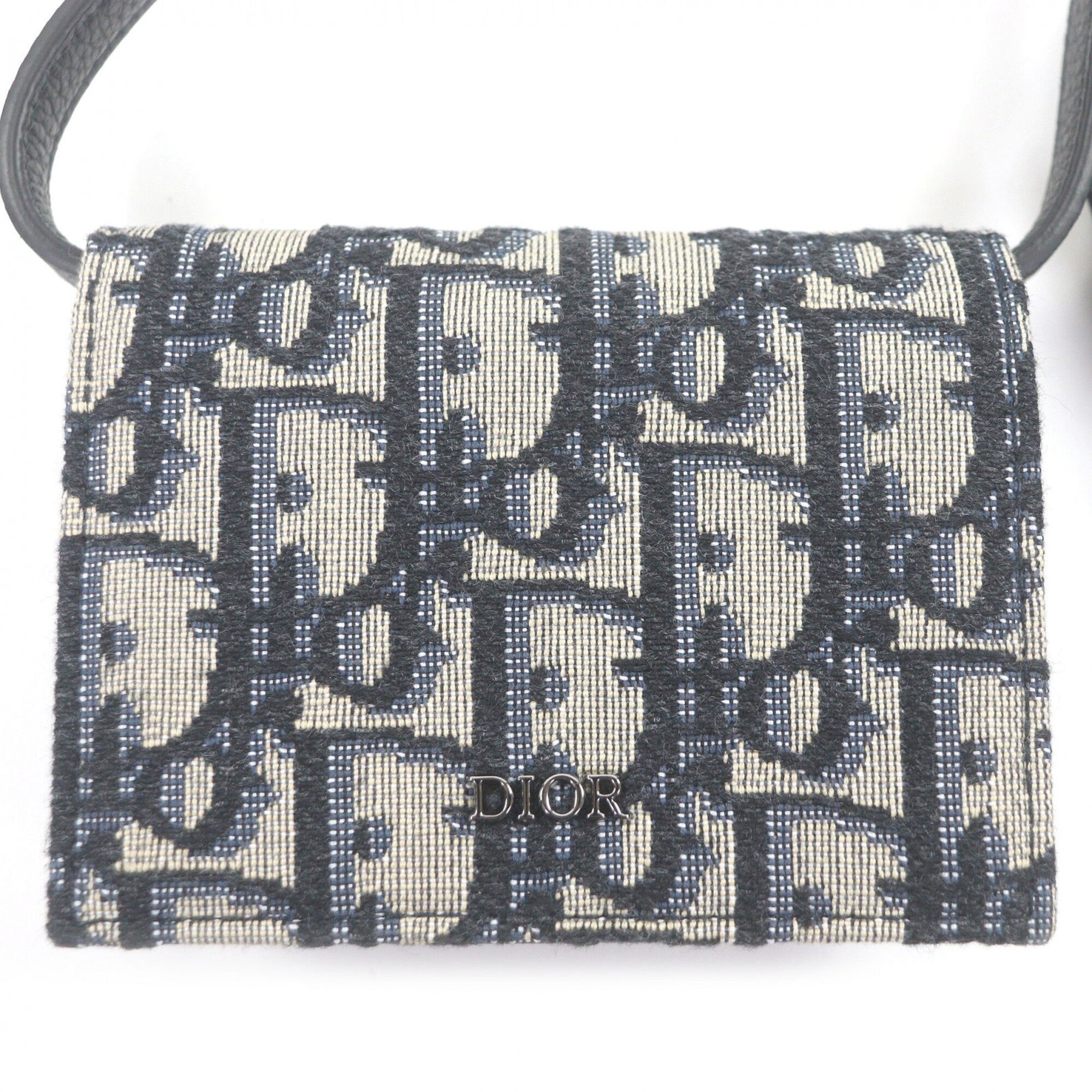 Dior Homme Beige Navy Canvas Leather Pouch (Pre-Owned)