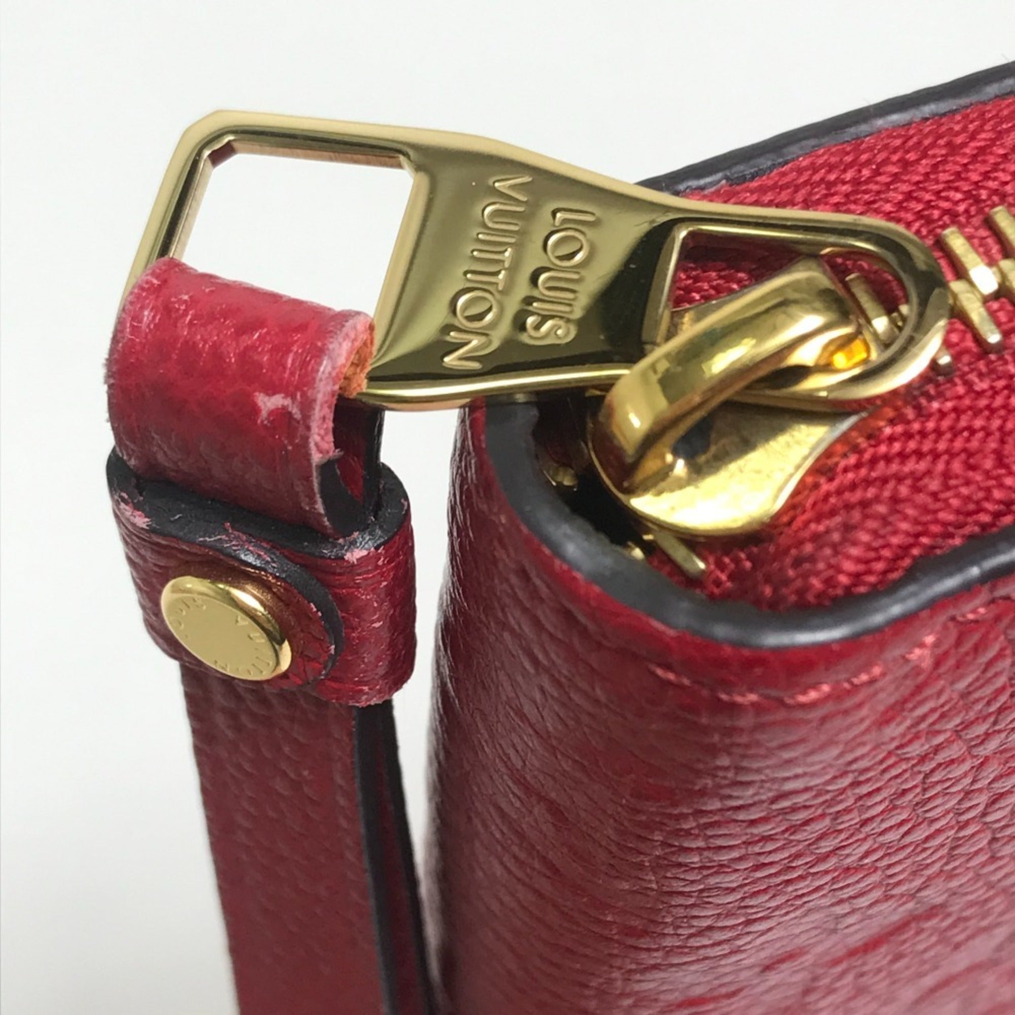 Louis Vuitton Monogram Empreinte Cherry Red Color Monogram Empreinte Long Wallet (Bi-Fold) (Pre-Owned)