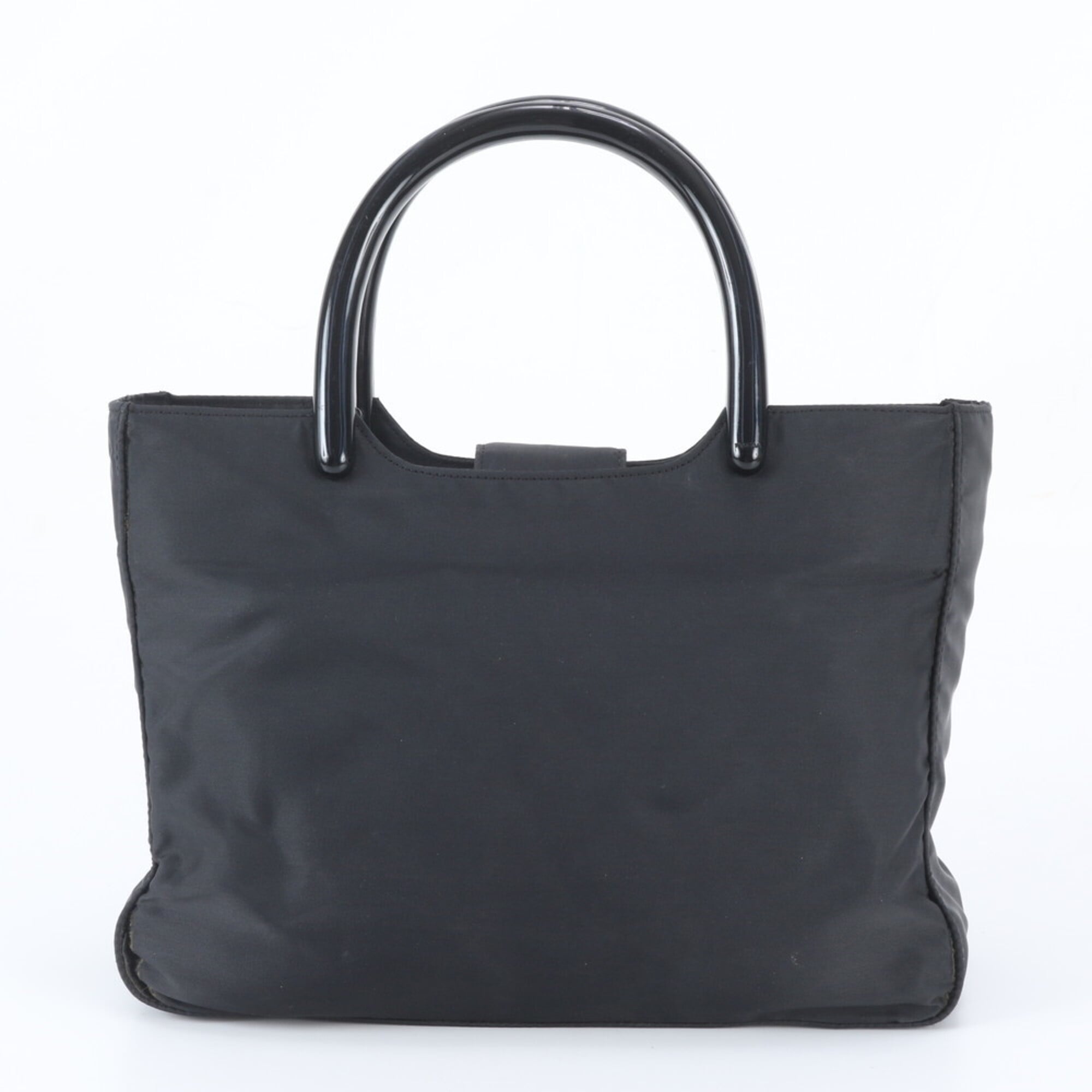 Prada Black Nylon Leather Handbag Tote Bag (Pre-Owned)