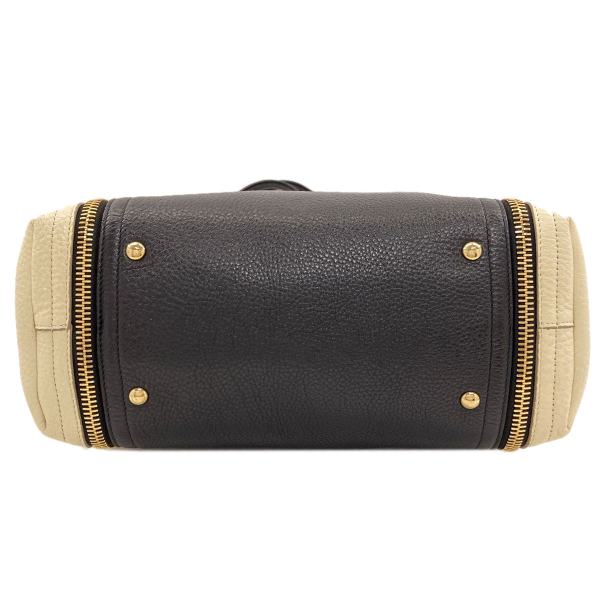 Salvatore Ferragamo Gancini Black White Leather Handbag (Pre-Owned)