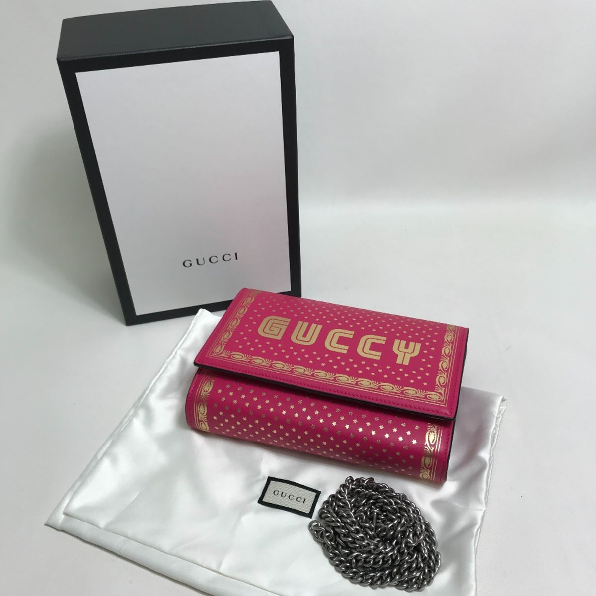 Gucci Pink Leather Chain/Shoulder Wallet (Pre-Owned)