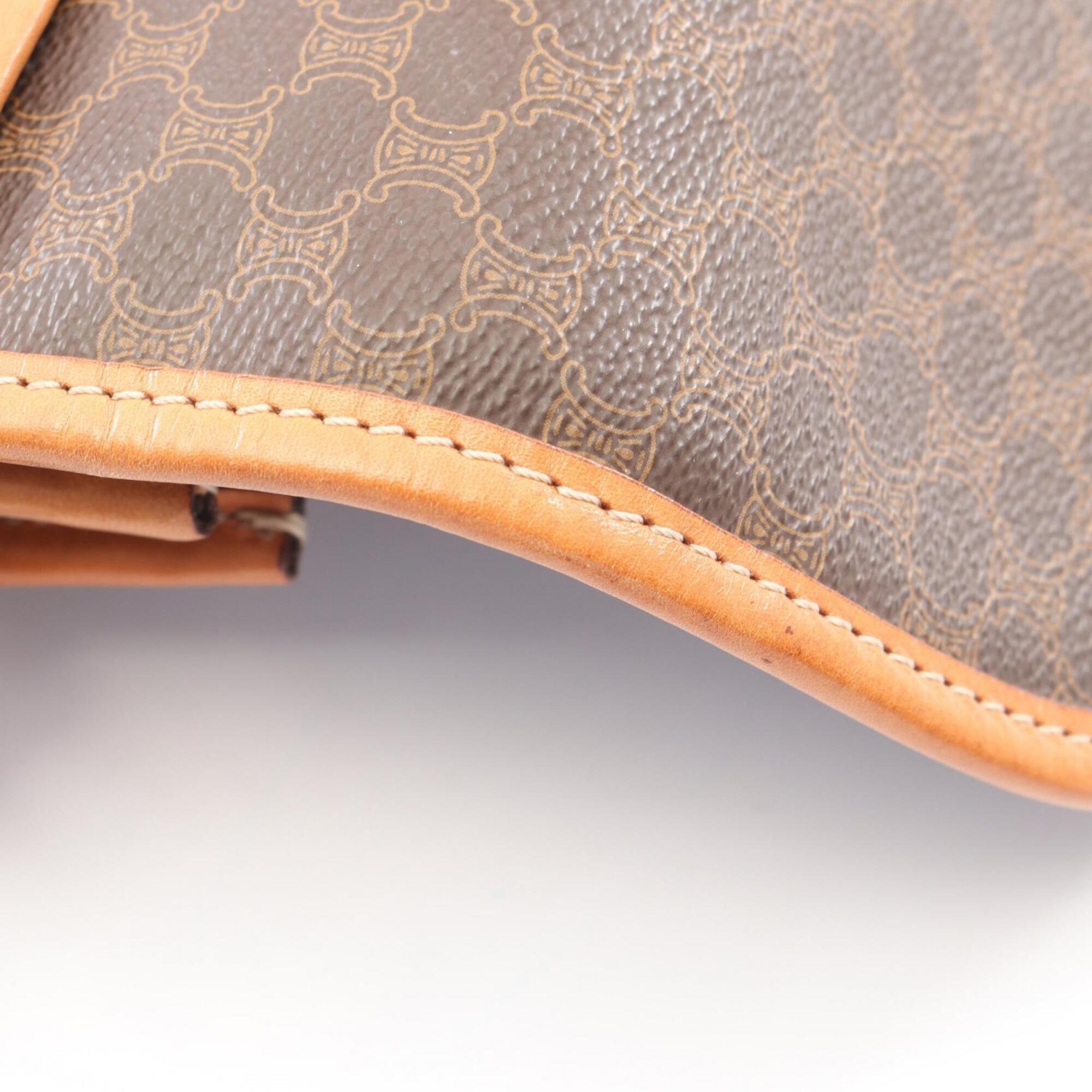 Celine Brown Coated Canvas Leather Handbag Shoulder Bag (Pre-Owned)