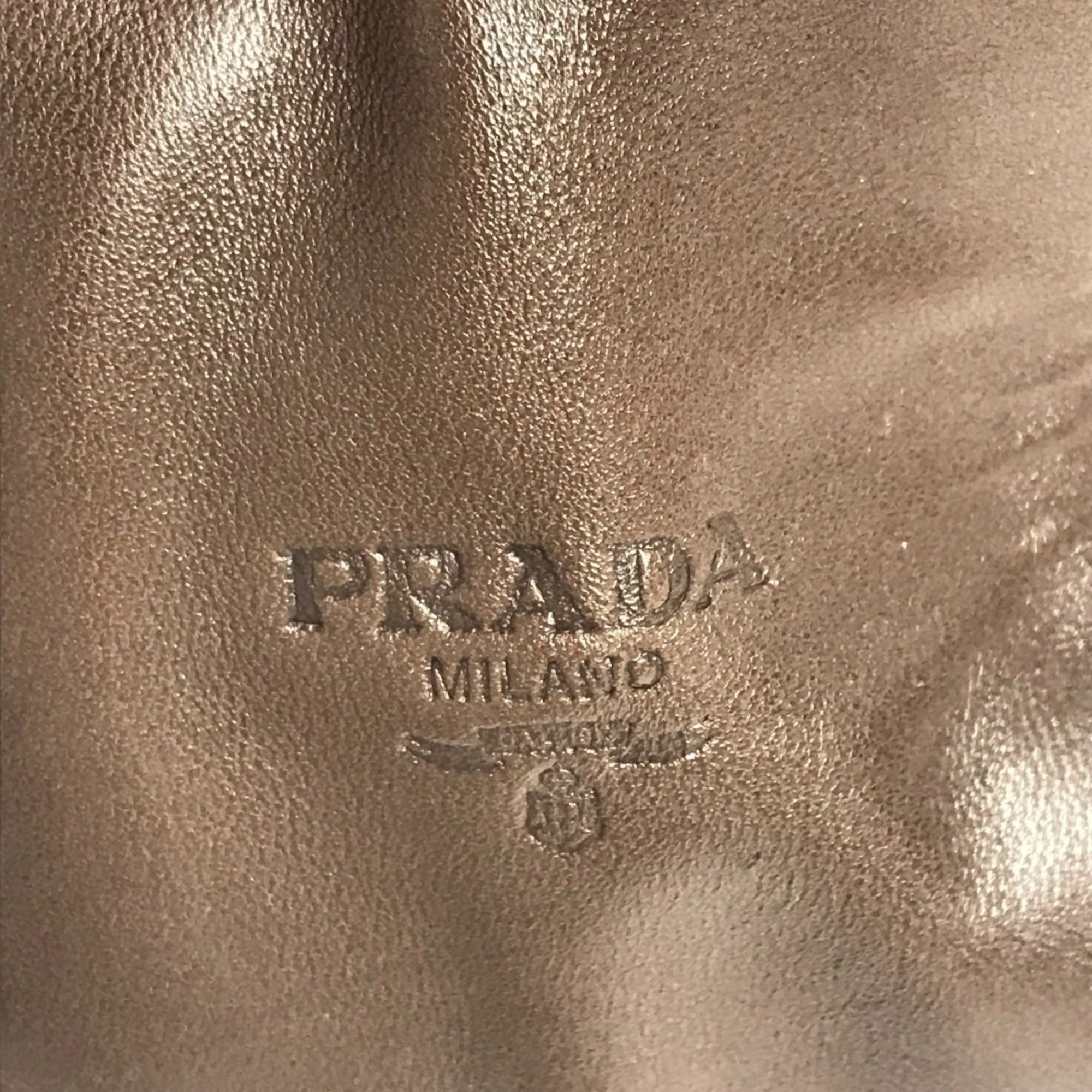 Prada Brown Khaki Leather Nylon Shoulder Bag Tote Bag (Pre-Owned)