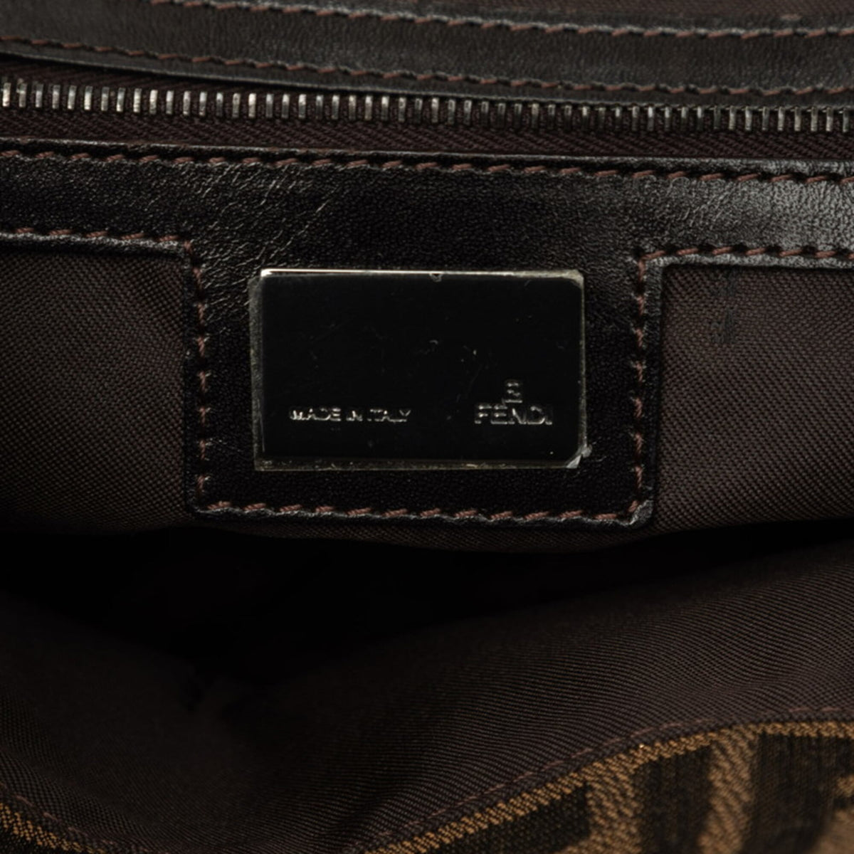 Fendi Zucca Brown Canvas Leather Shoulder Bag Tote Bag (Pre-Owned)
