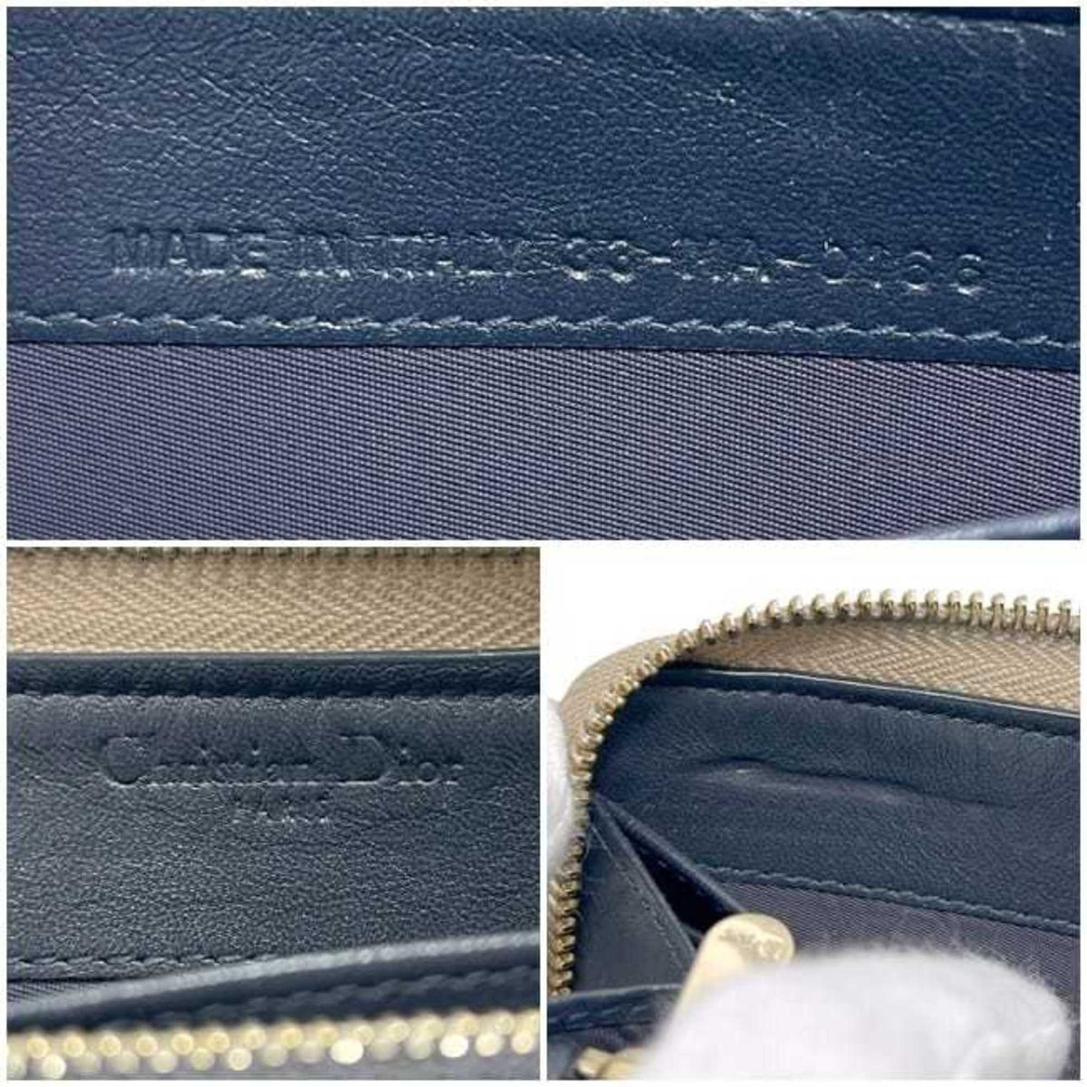 Christian Dior Gold Leather Long Wallet (Bi-Fold) (Pre-Owned)