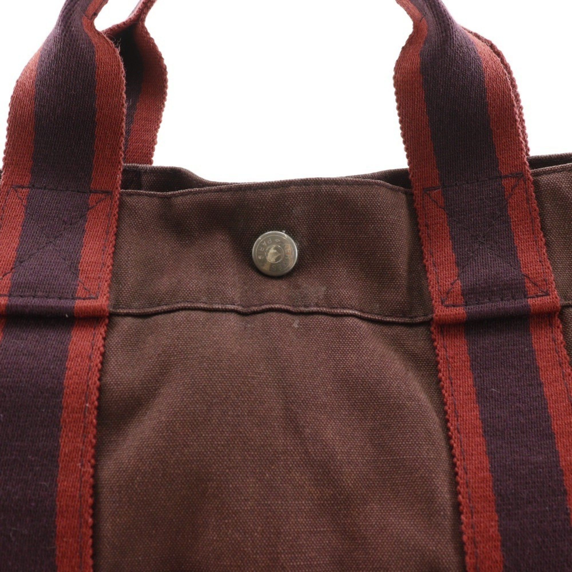Hermes Brown Cotton Canvas Handbag (Pre-Owned)