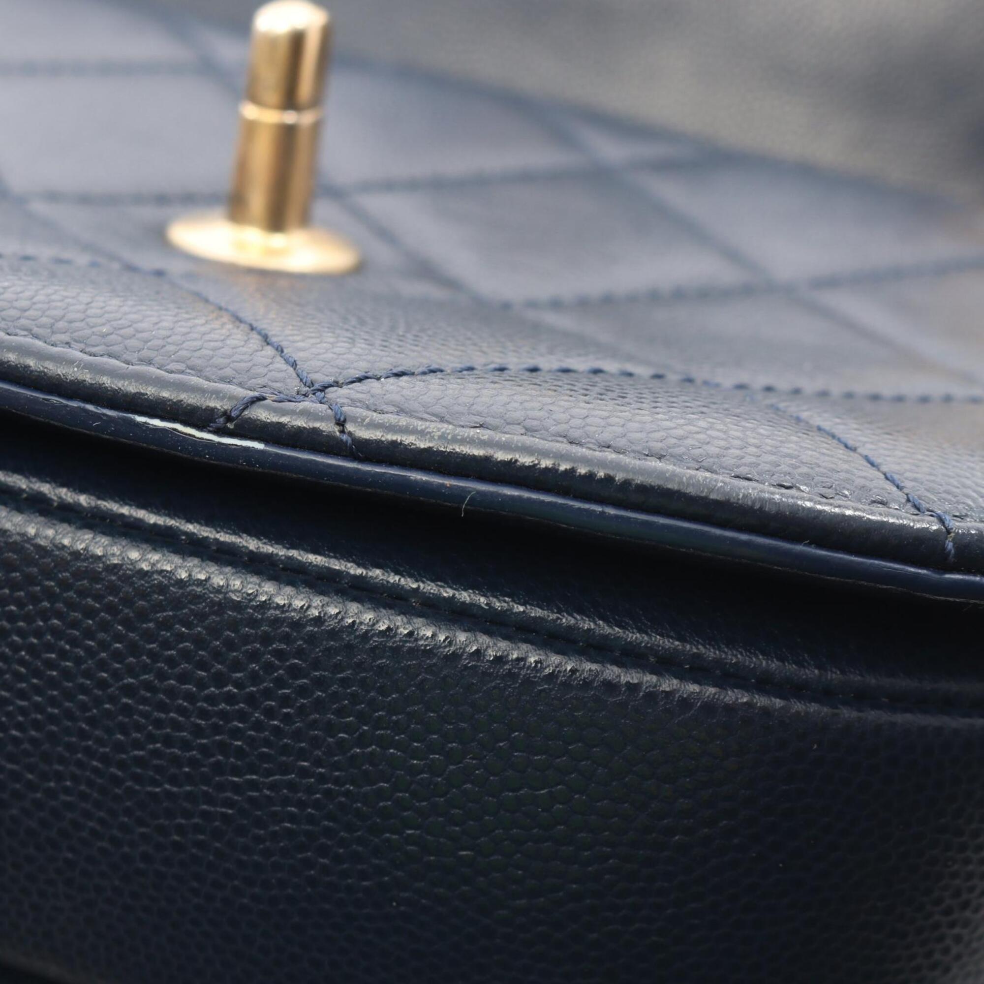 Chanel Navy Grained Calfskin Handbag Shoulder Bag (Pre-Owned)