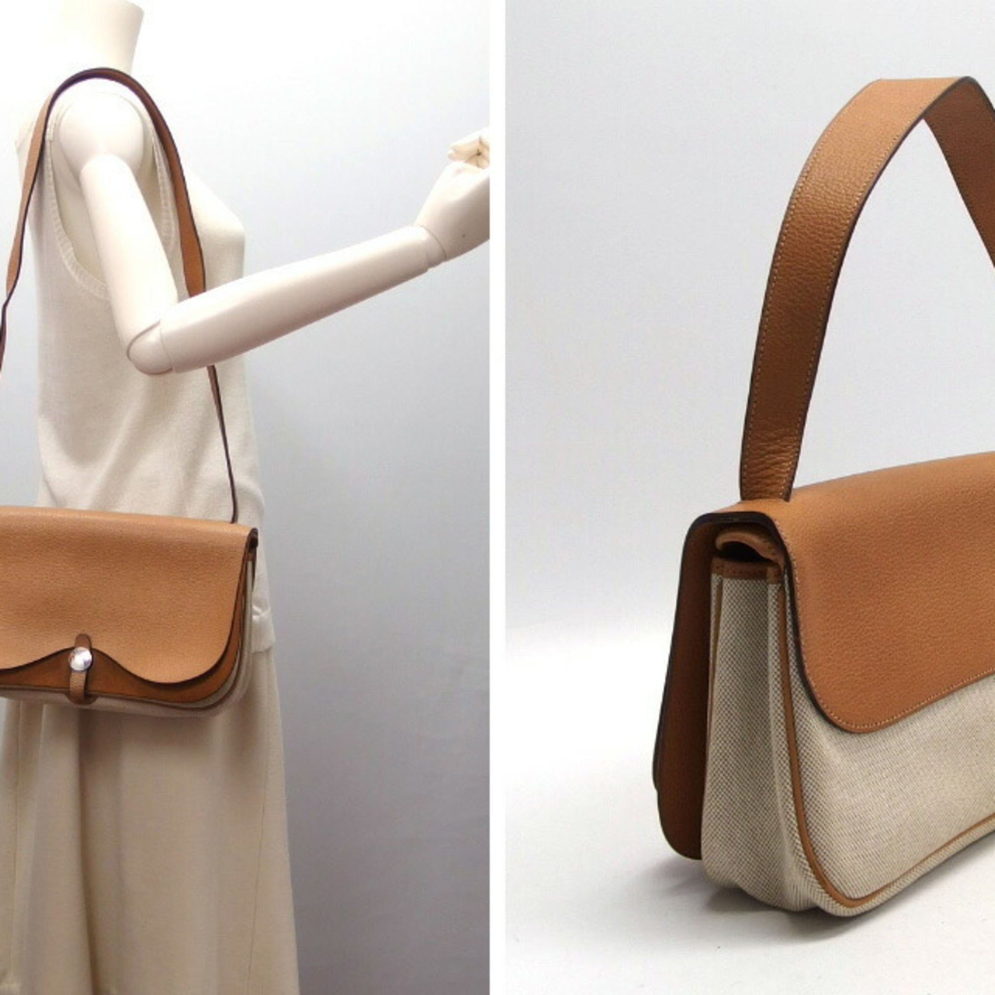 Hermes Colorado Light Beige Natural Toile H Clutch Bag Shoulder Bag (Pre-Owned)
