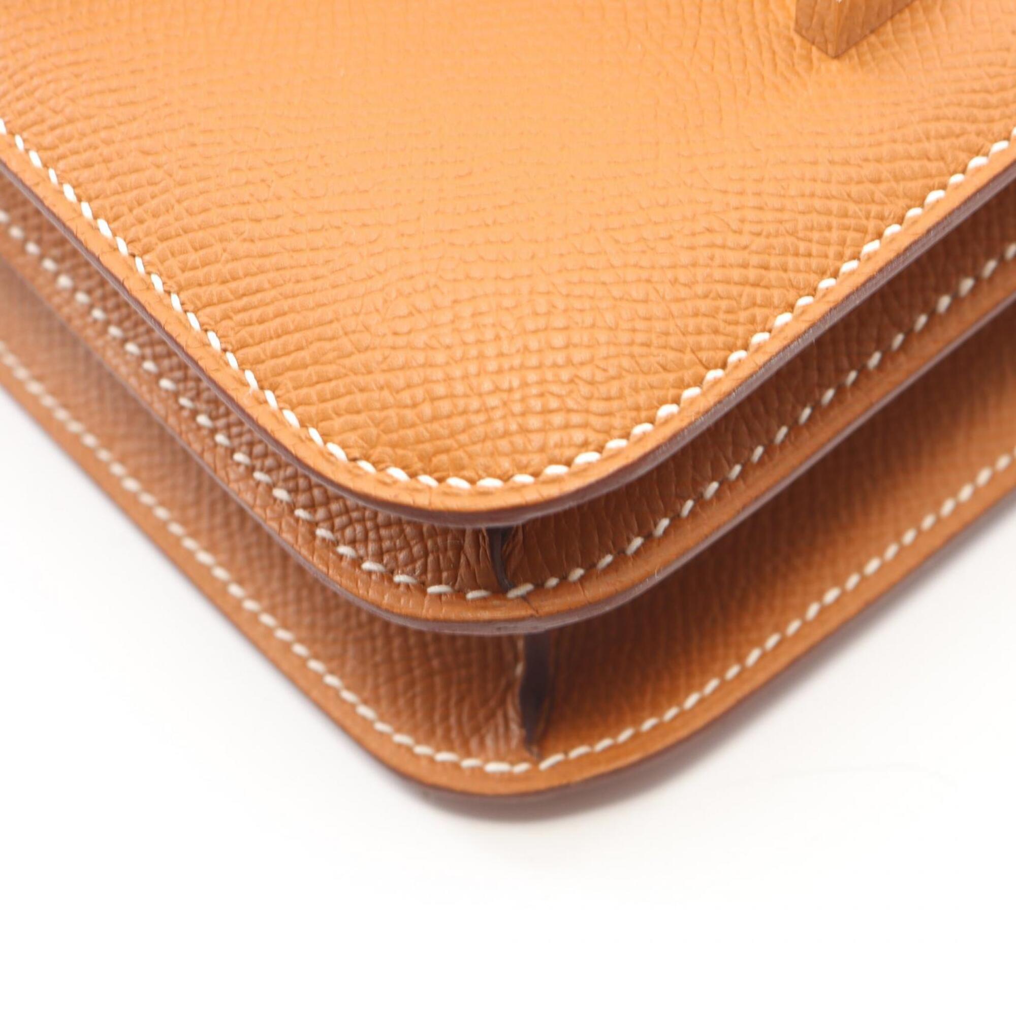 Hermes Brown Gold Epsom Leather Leather Handbag Shoulder Bag (Pre-Owned)