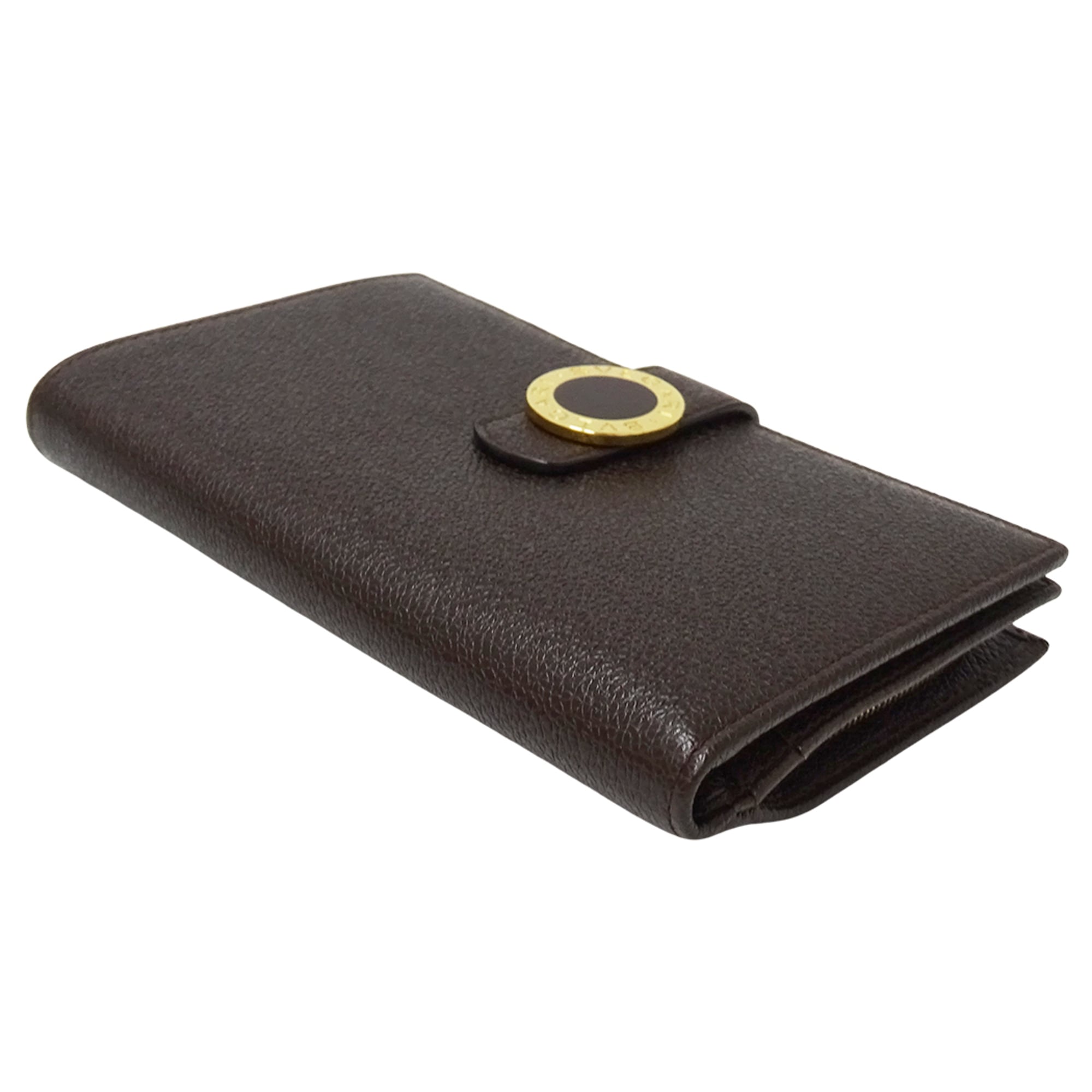 Bvlgari Dark Brown Leather Long Wallet (Bi-Fold) (Pre-Owned)