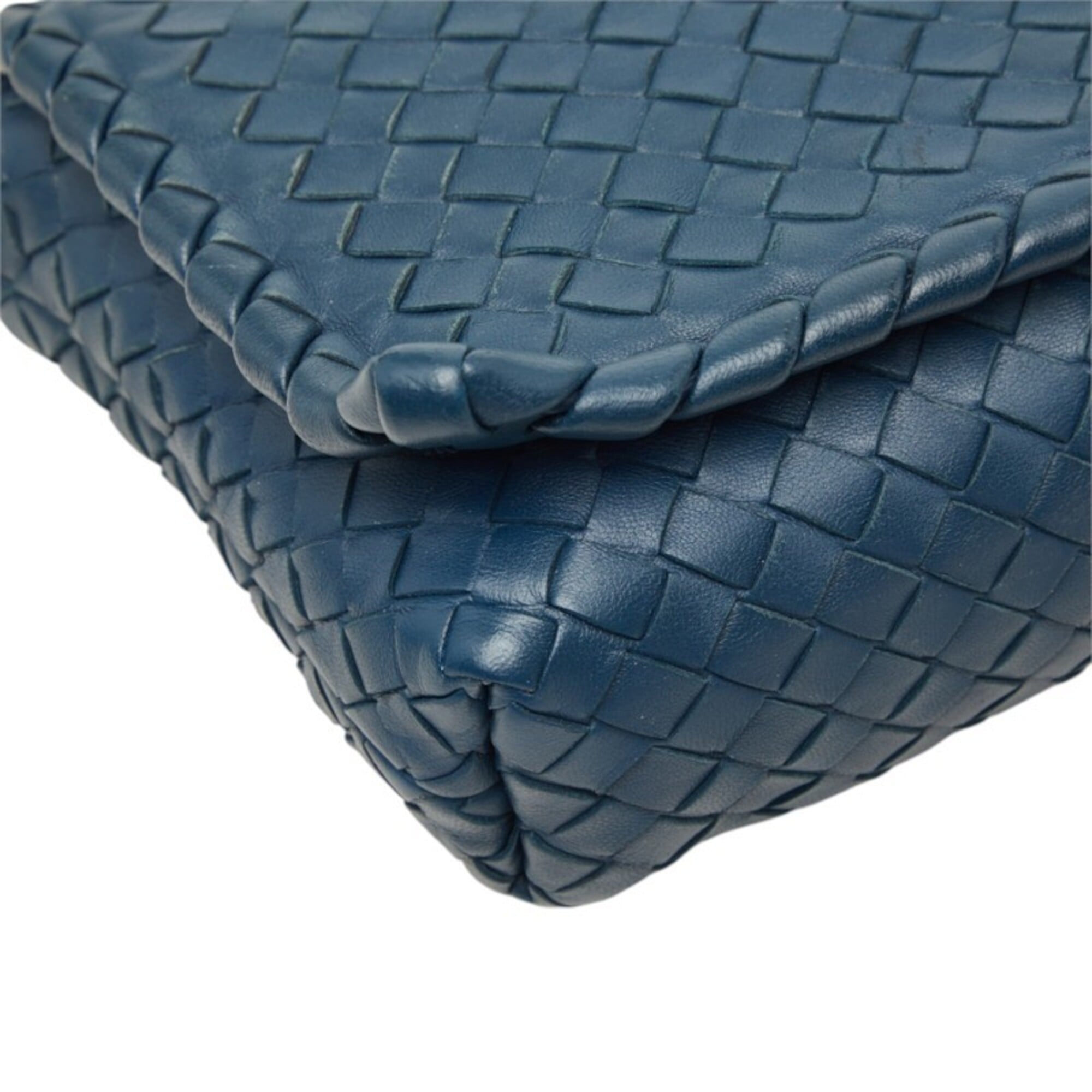 Bottega Veneta Navy Intrecciato Shoulder Bag (Pre-Owned)
