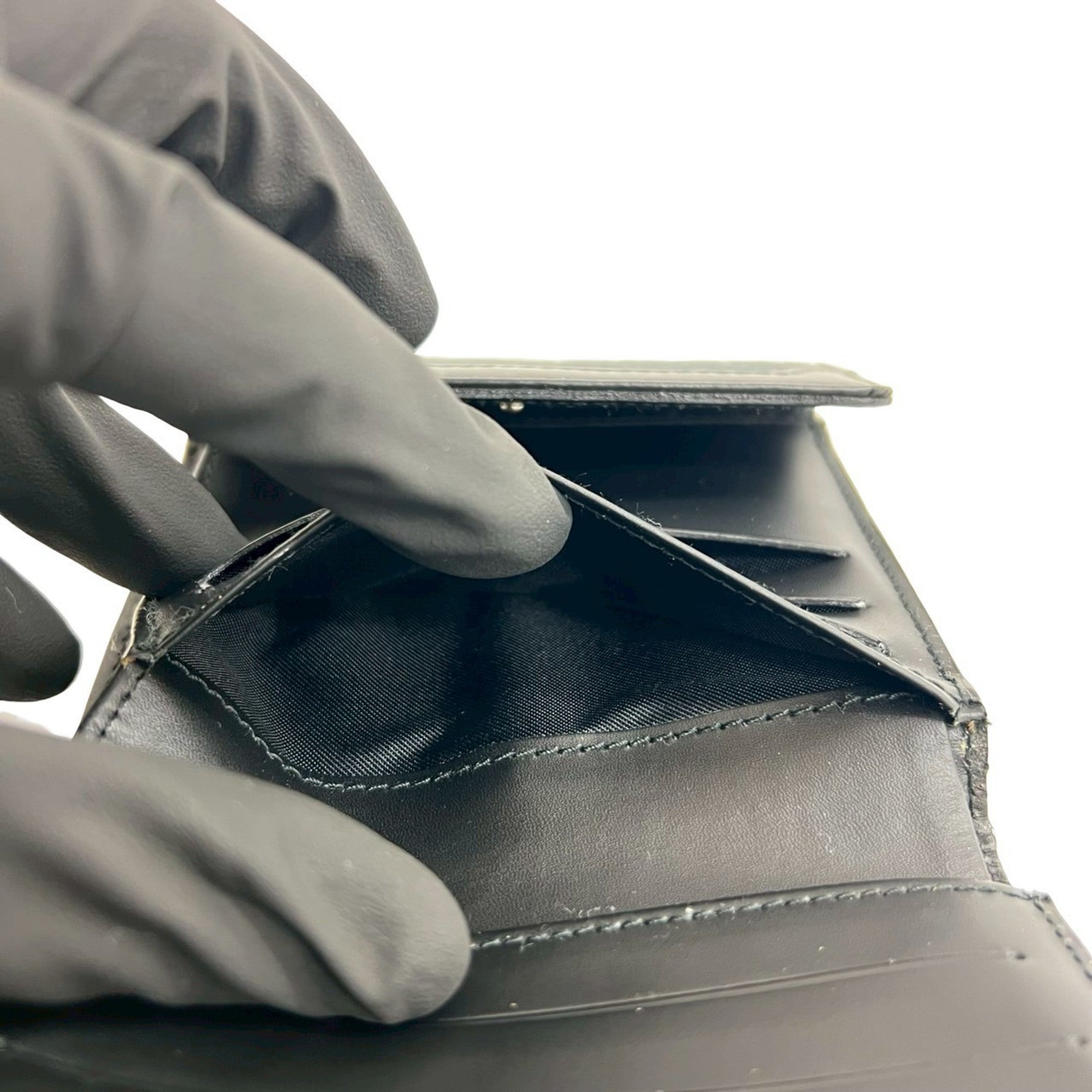 Celine Black Canvas Leather Wallet (Tri-Fold) (Pre-Owned)